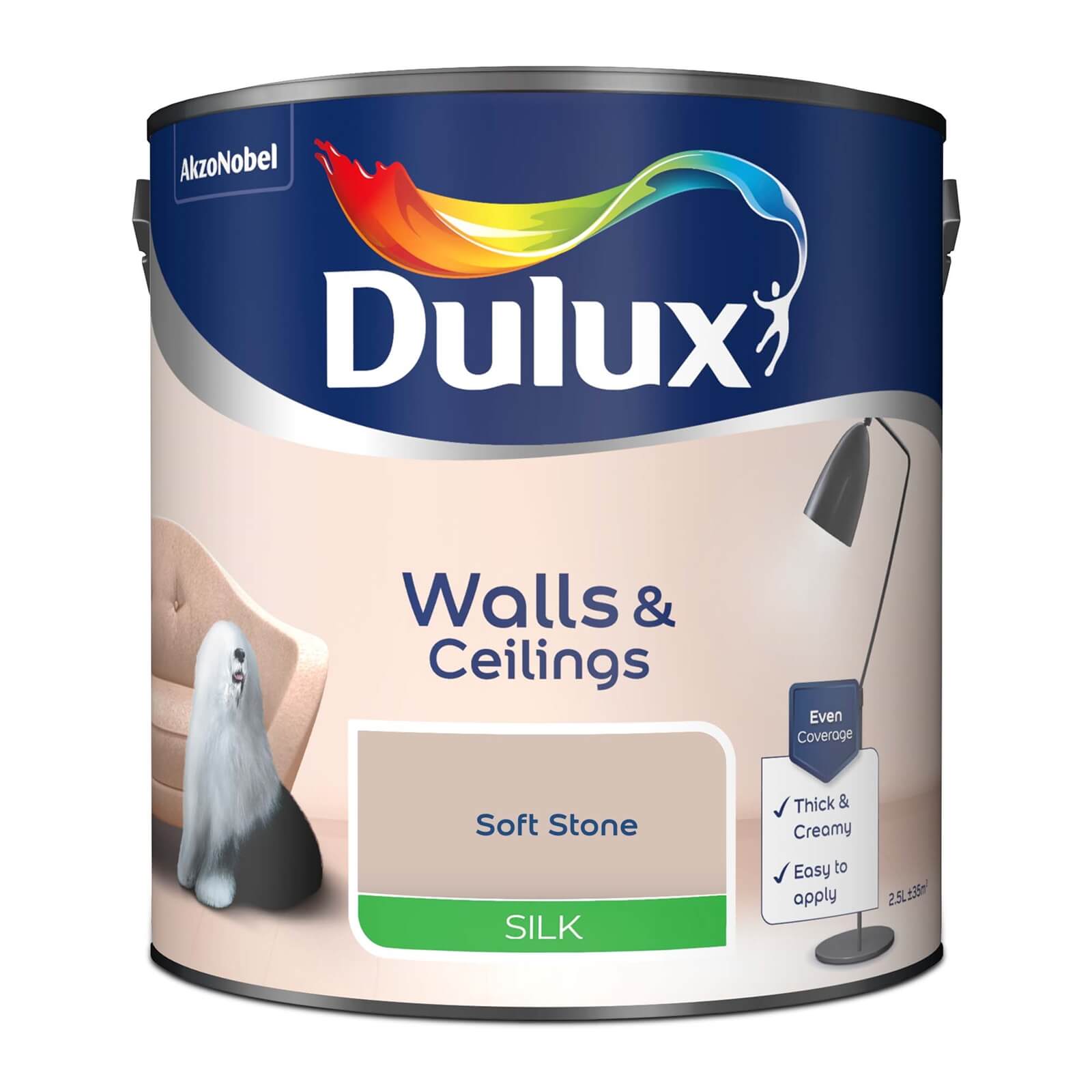Dulux Silk Emulsion Paint Soft Stone - 2.5L