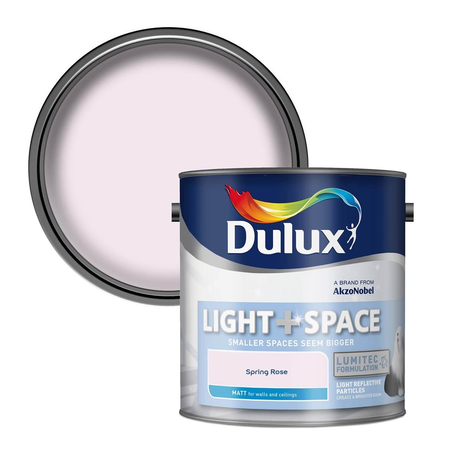 Dulux Light & Space Matt Emulsion Paint Spring Rose - 2.5L