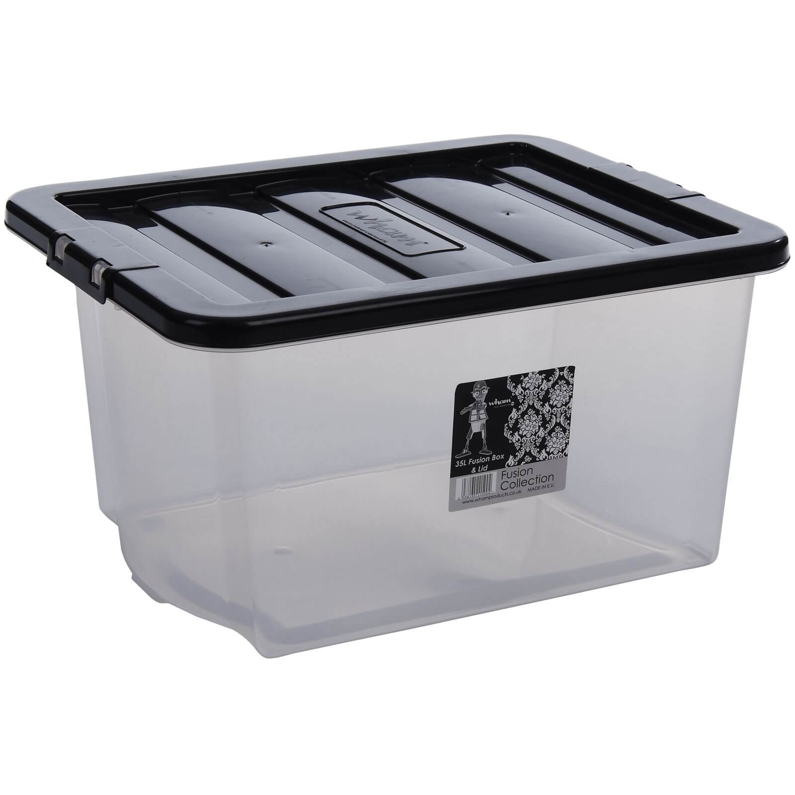 27L Storage Box with Clear Base and Black Lid