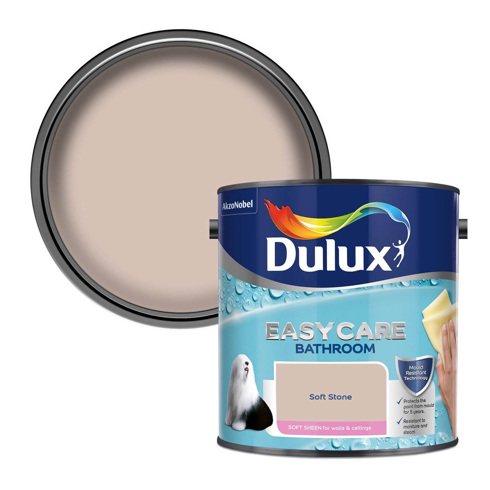 Dulux Easycare Bathroom Soft Stone - Soft Sheen Emulsion Paint - 2.5L