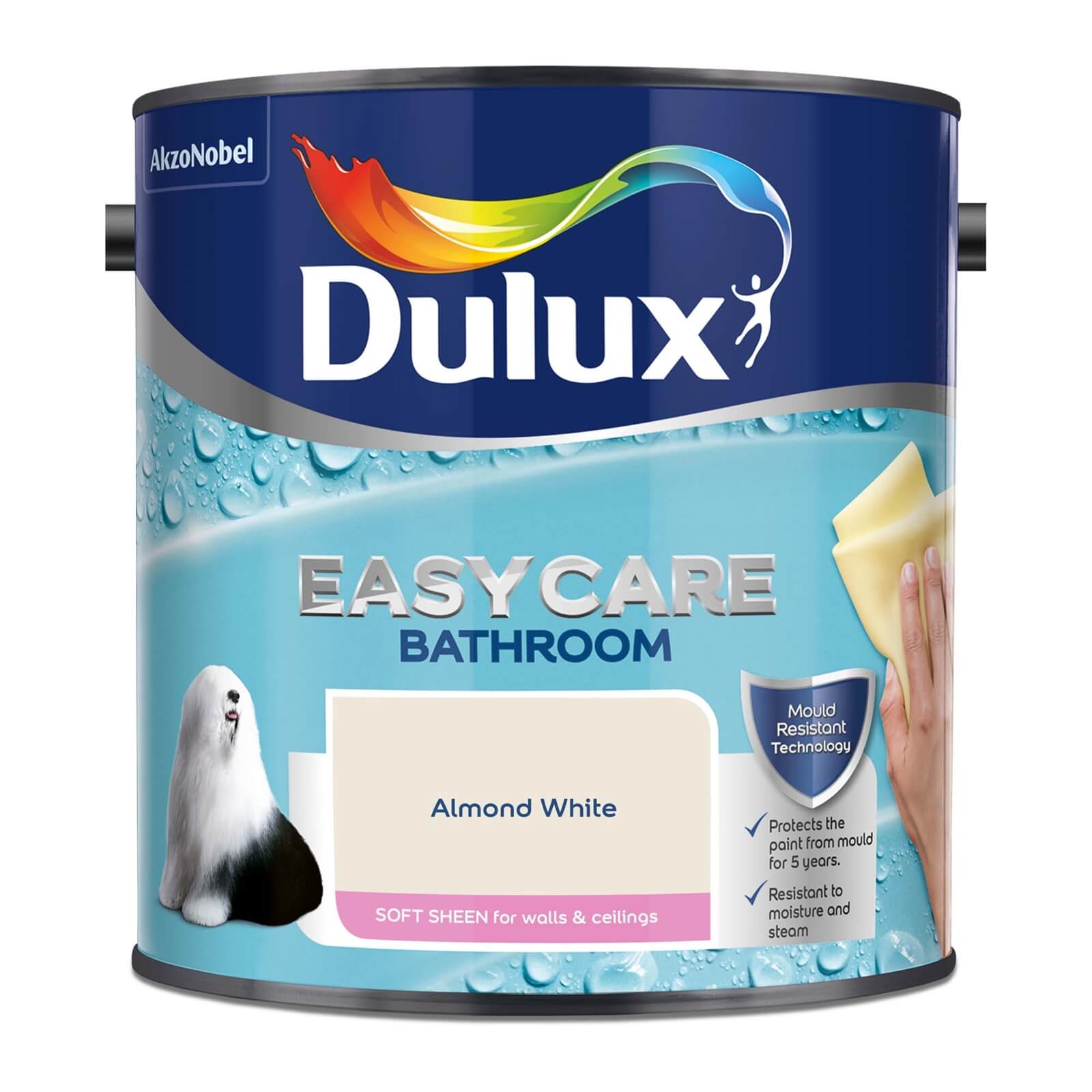 Dulux Easycare Bathroom Almond White Soft Sheen Paint - 2.5L