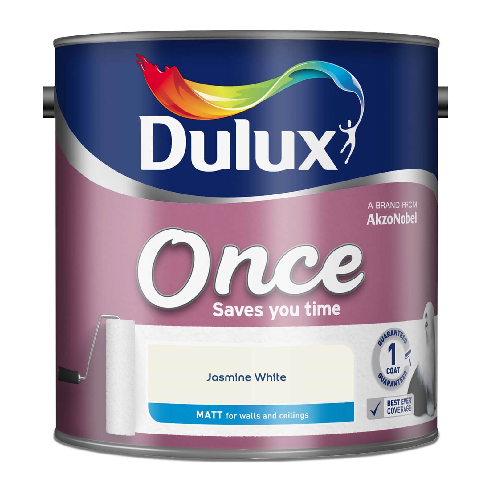 Dulux Once Jasmine White - Matt Emulsion Paint - 2.5L