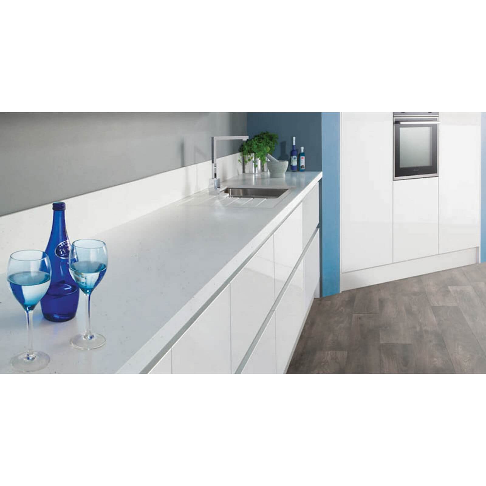 Maia Calcite Kitchen Sink Worktop - Acrylic Left Hand Bowl - 1800 x 650 x 42mm