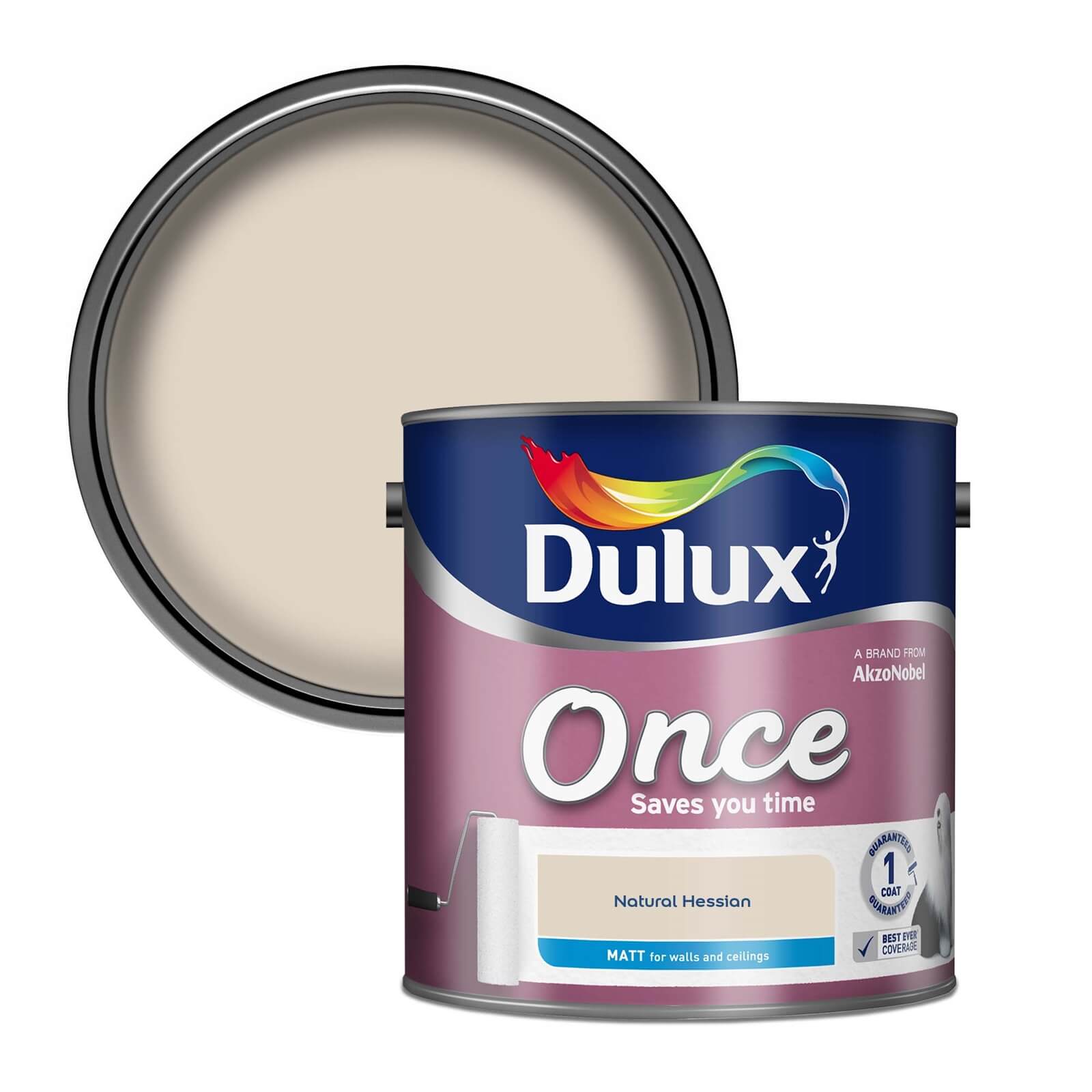 Dulux Once Natural Hessian - Matt Emulsion Paint - 2.5L