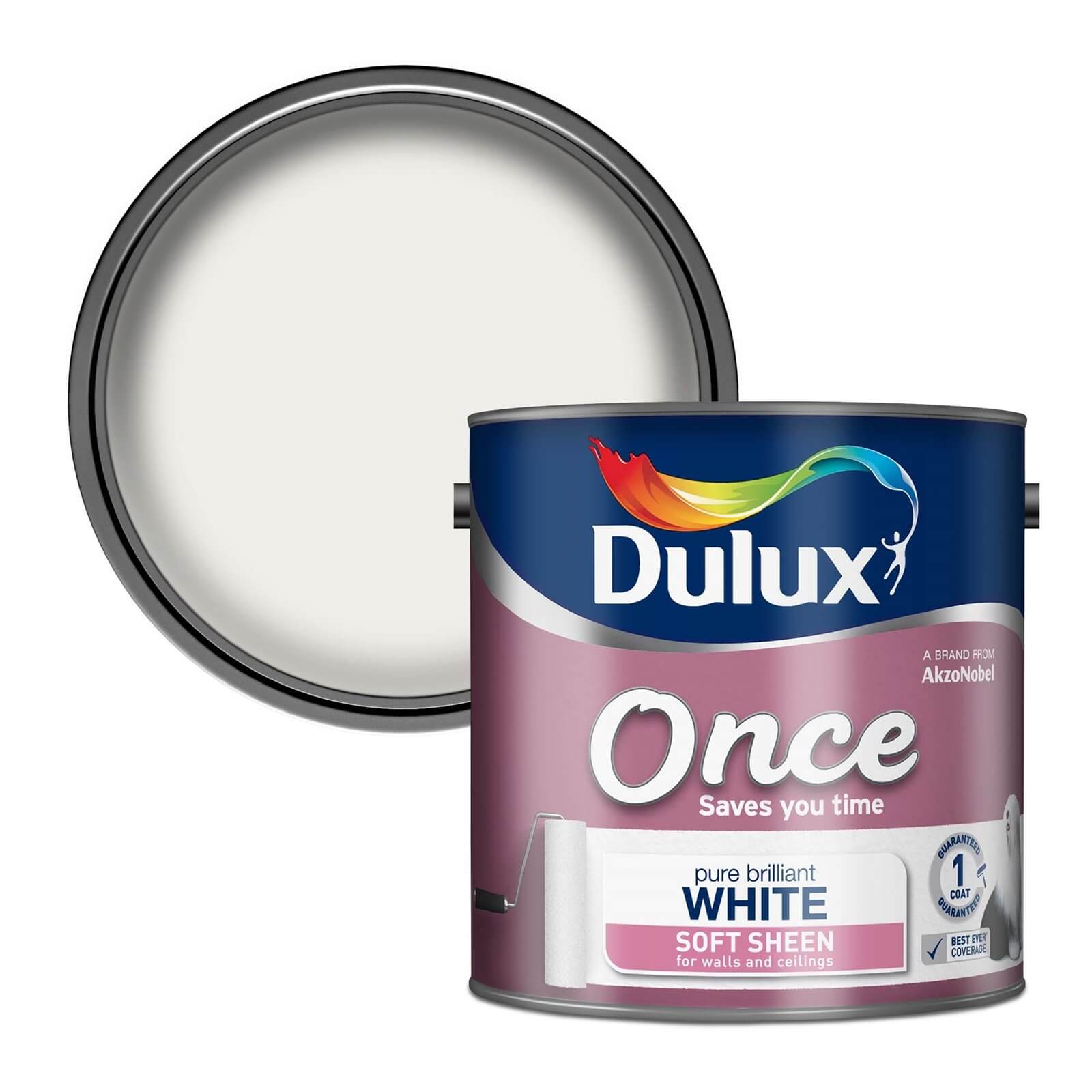 Dulux Once Pure Brilliant White - Soft Sheen Emulsion Paint - 2.5L