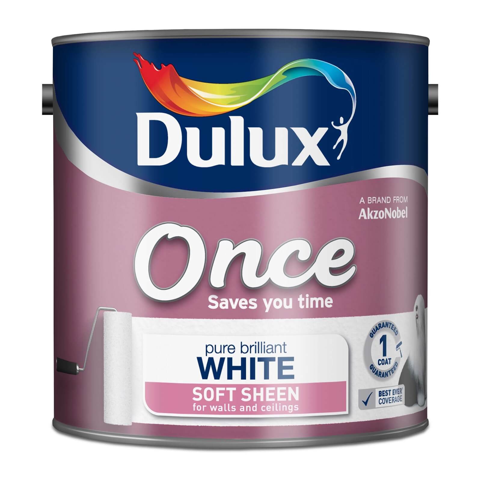 Dulux Once Pure Brilliant White - Soft Sheen Emulsion Paint - 2.5L