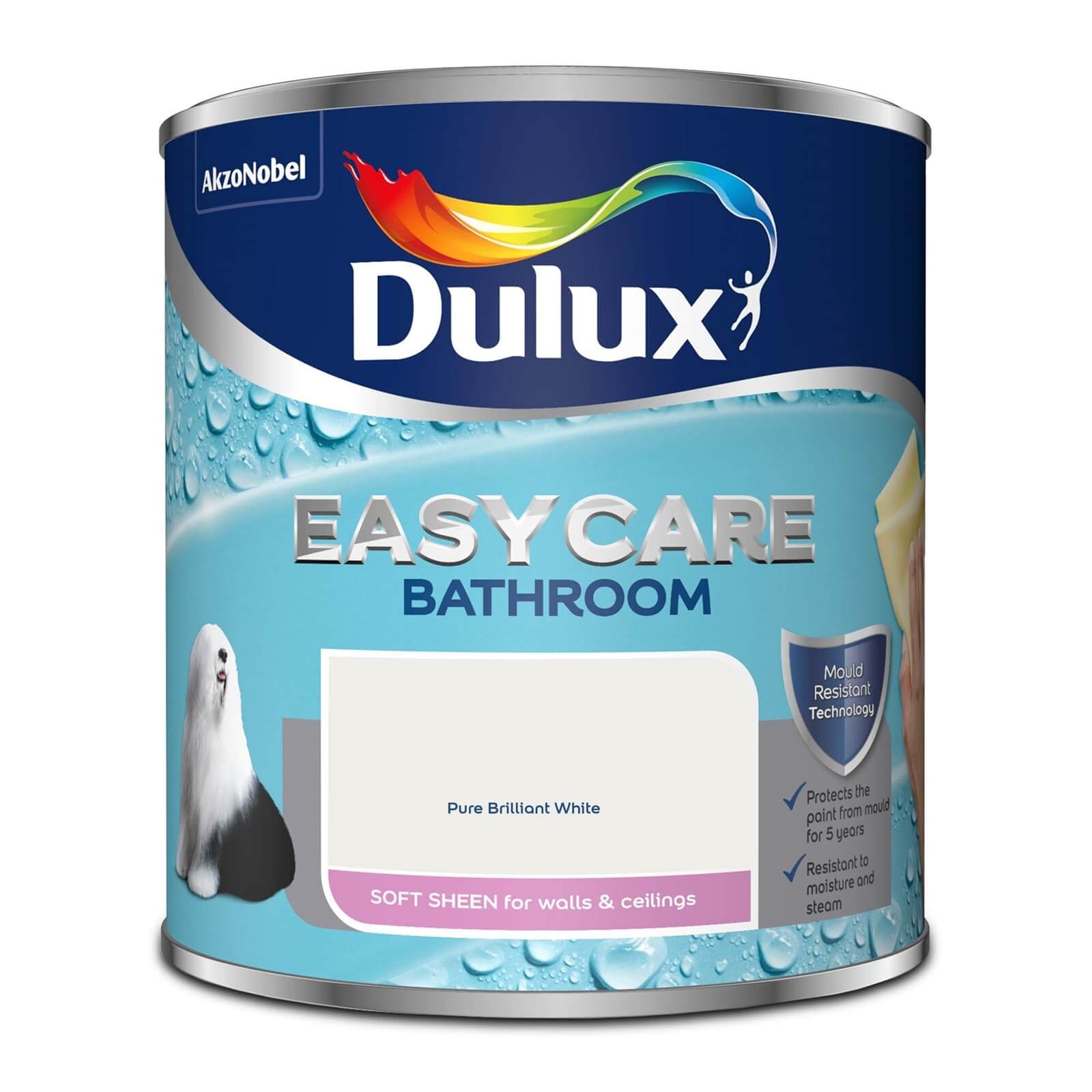 Dulux Easycare Bathroom Soft Sheen Paint Pure Brilliant White - 1L