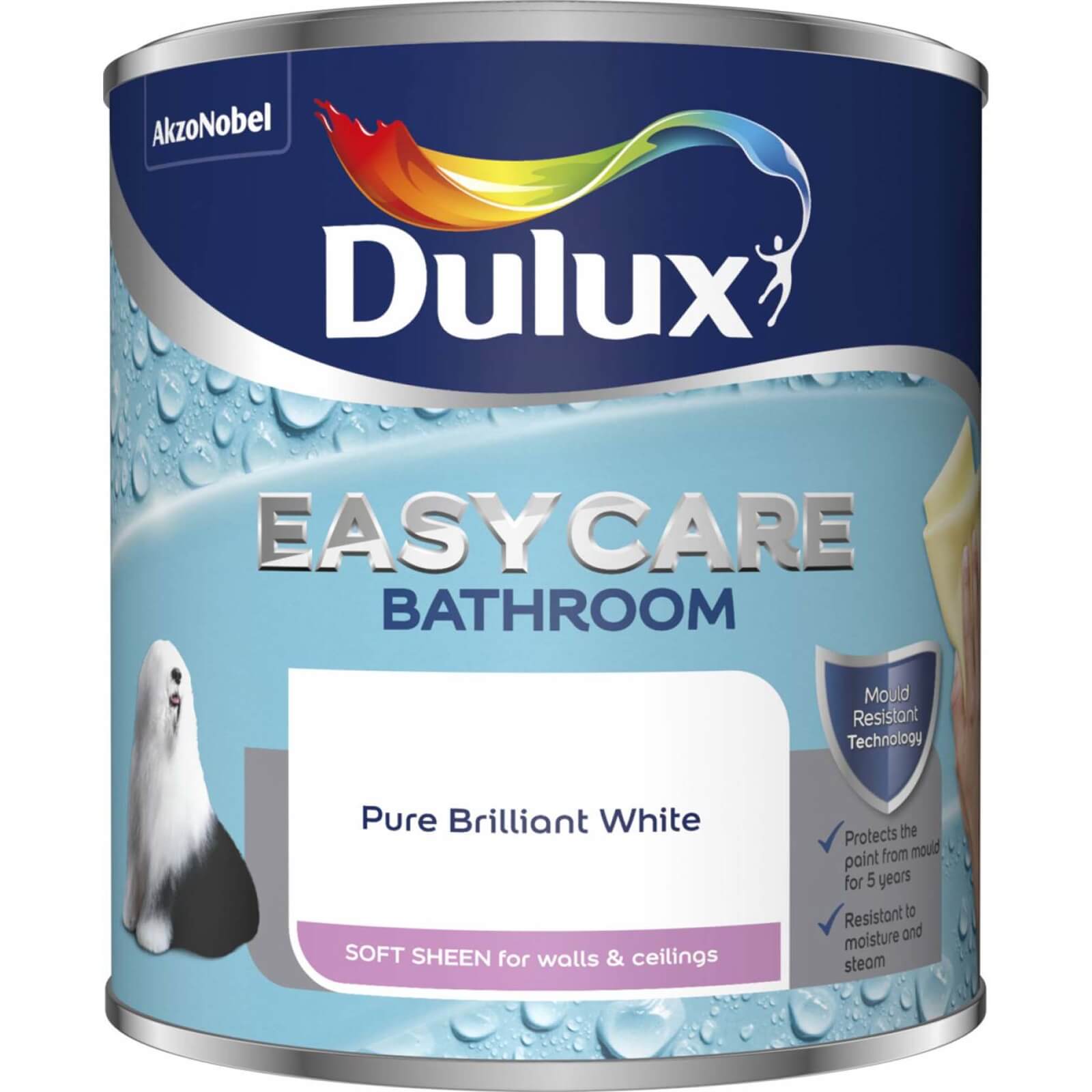Dulux Easycare Bathroom Soft Sheen Paint Pure Brilliant White - 1L