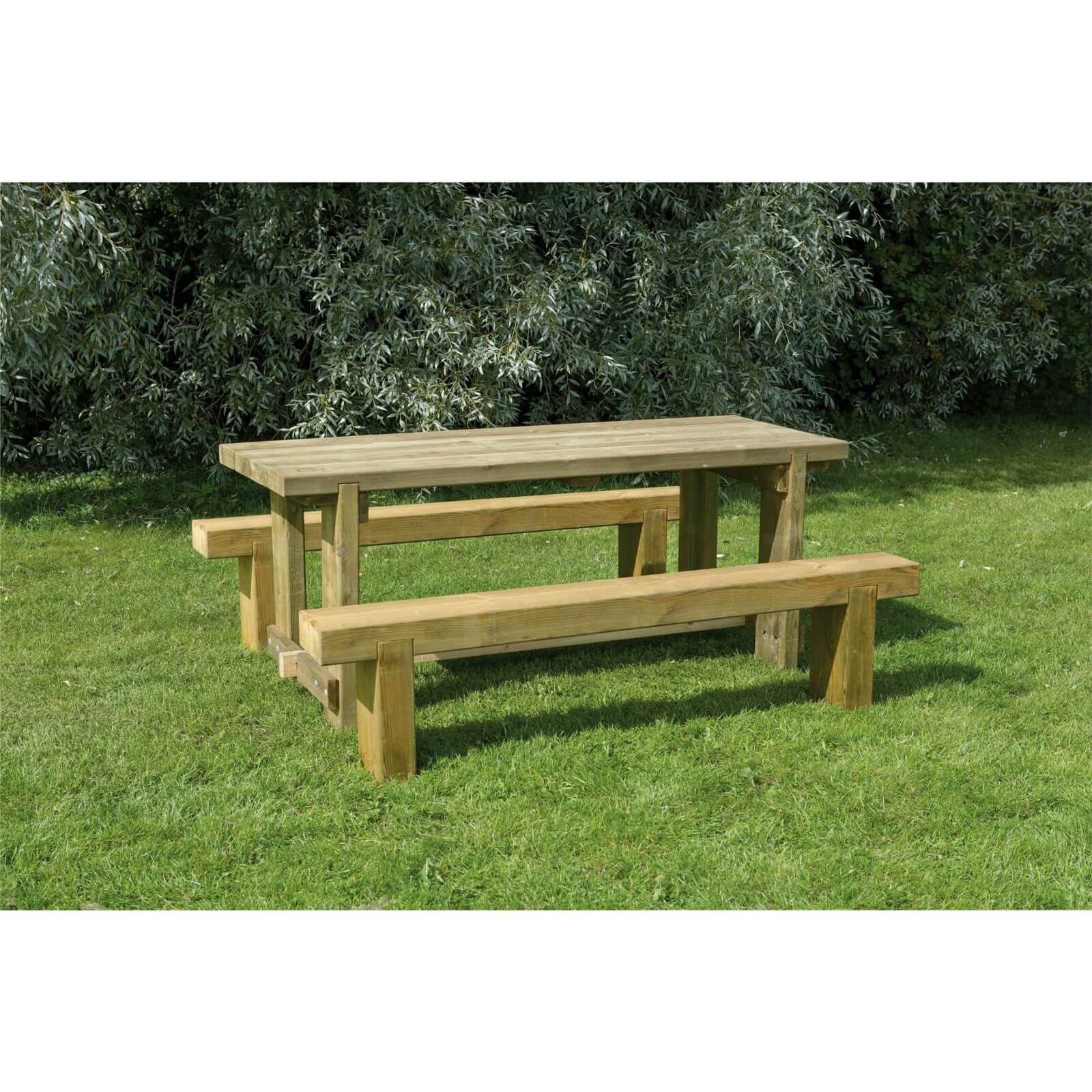 Forest Garden Refectory 1.8m Wooden 6 Seater Picnic Table Sleeper Bench Set