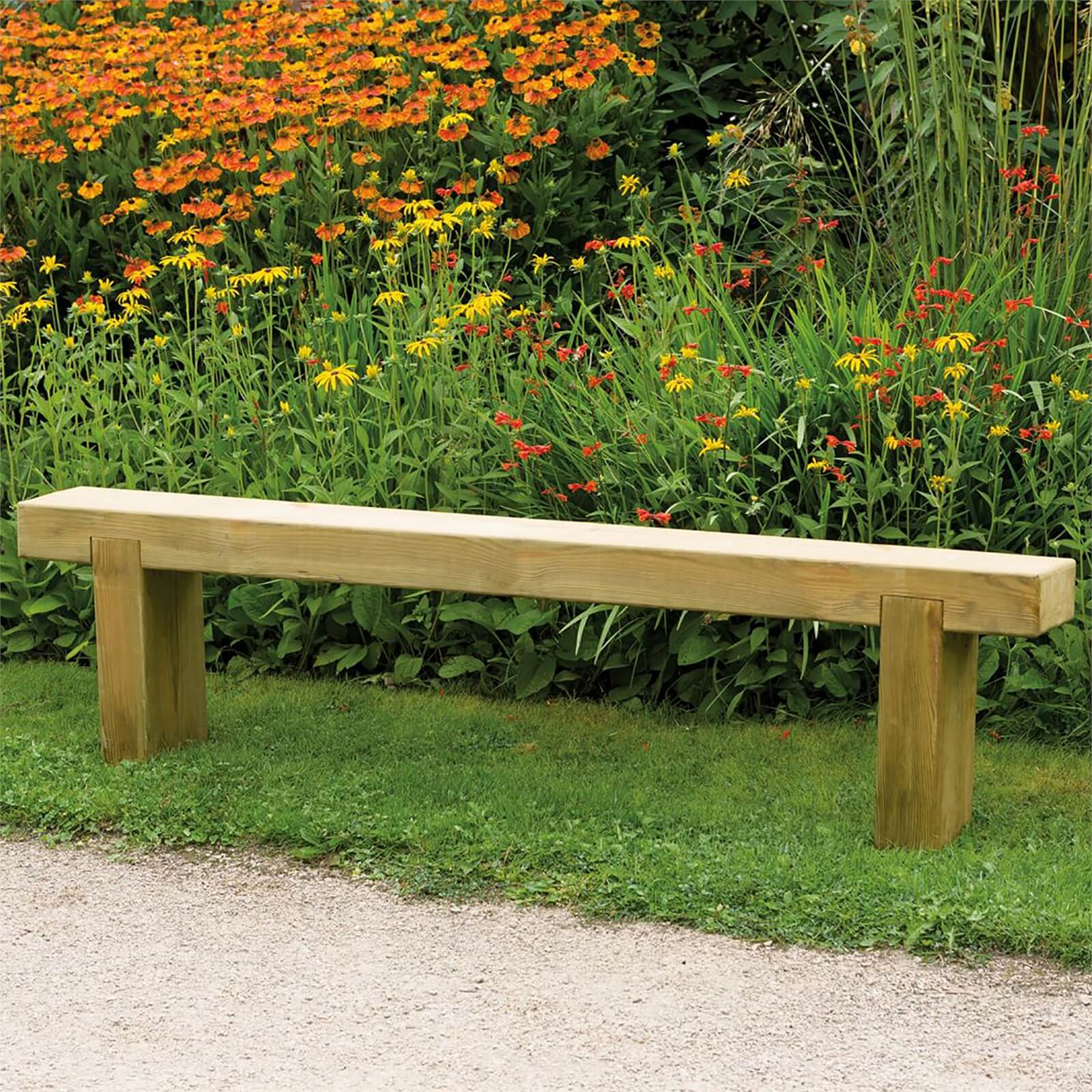 Forest Garden Wooden Sleeper Bench - 1.2m