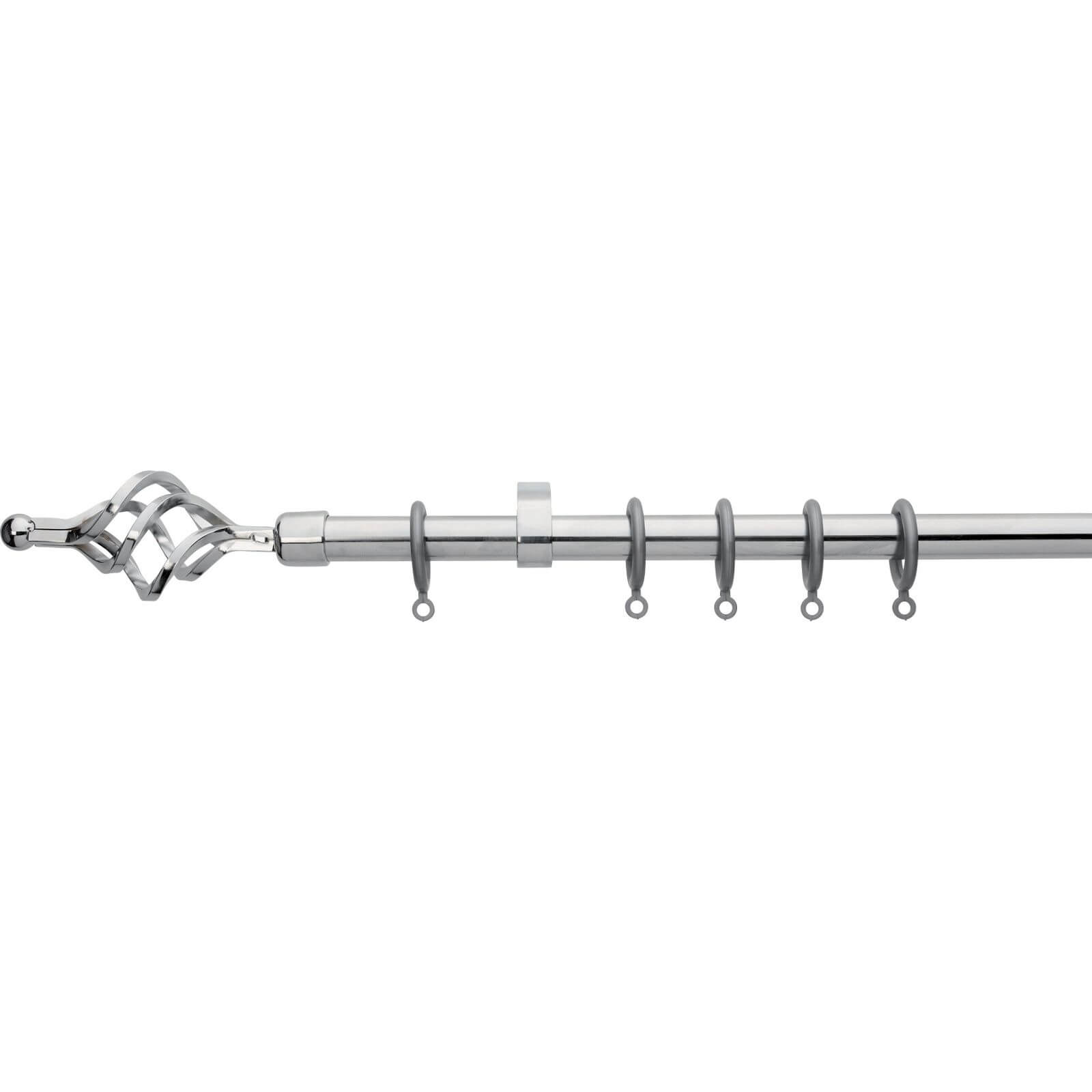 Chrome Extendable Curtain Pole with Cage Finial 1.2 - 2.1m