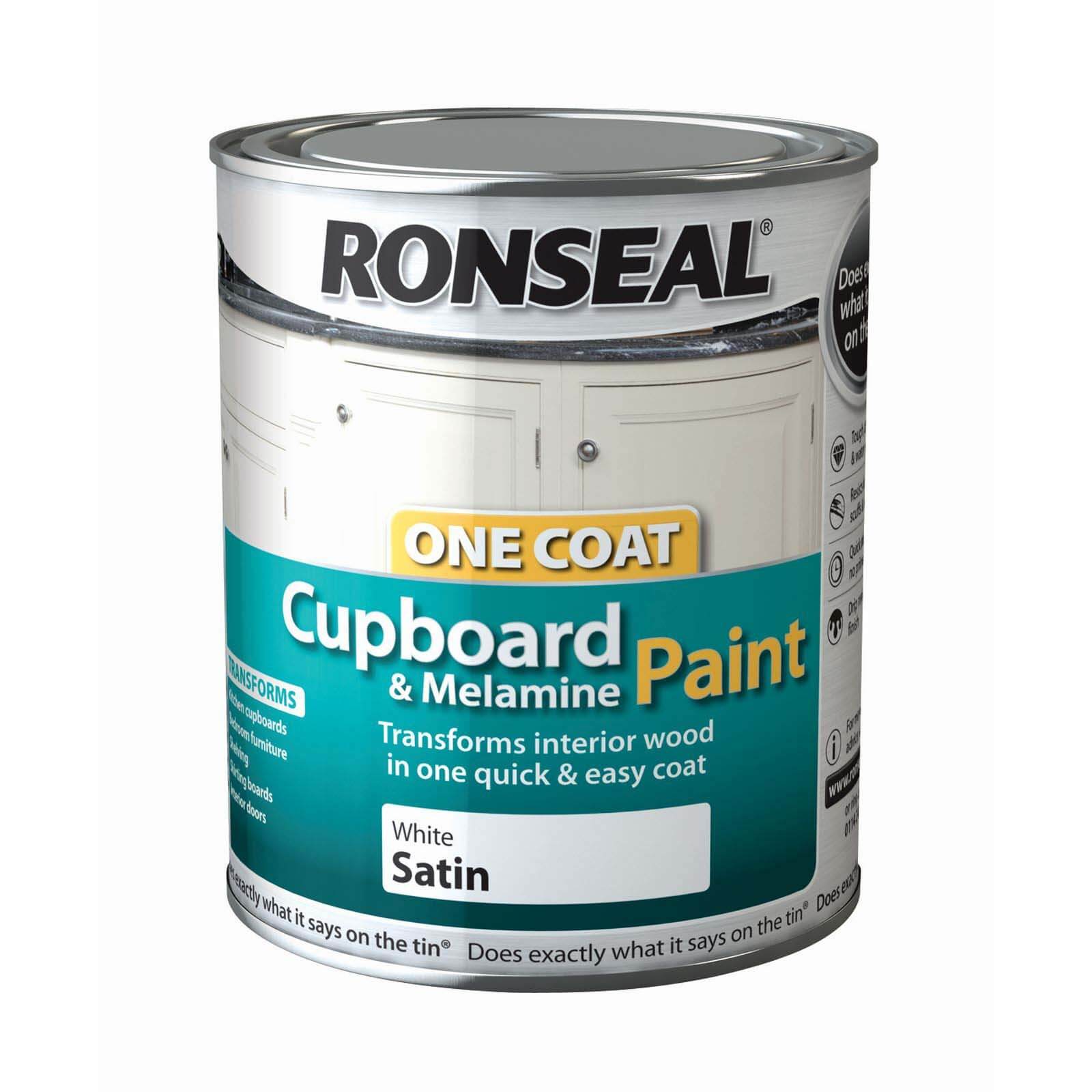 Ronseal Pure Brilliant White - One Coat Cupboard Paint - 750ml