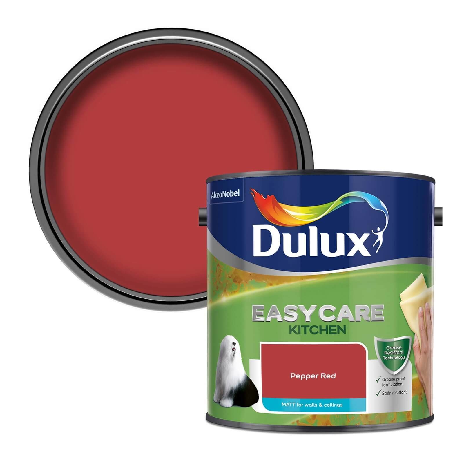 Dulux Easycare Kitchen Matt Pepper Red Matt Emulsion Paint - 2.5L