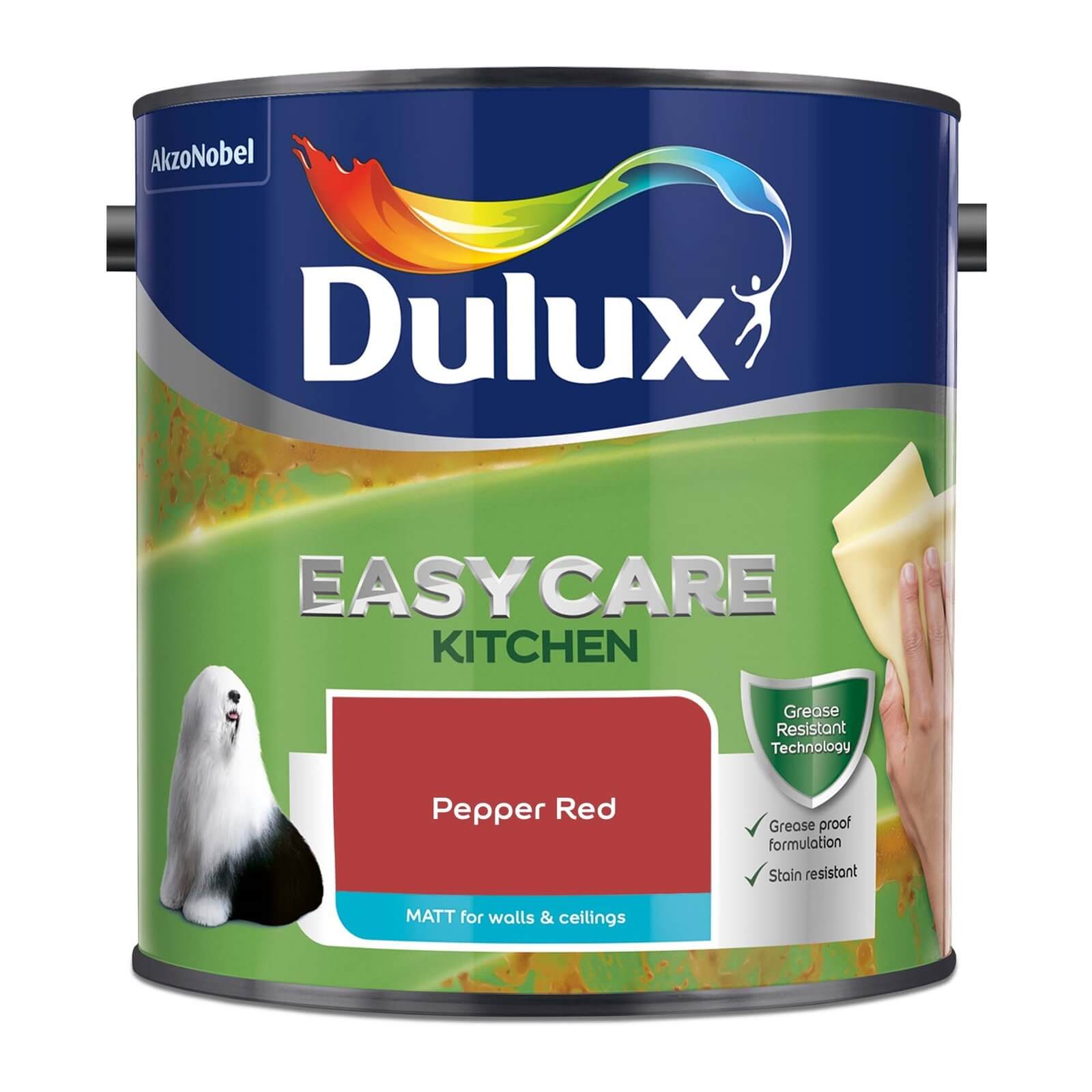 Dulux Easycare Kitchen Matt Pepper Red Matt Emulsion Paint - 2.5L
