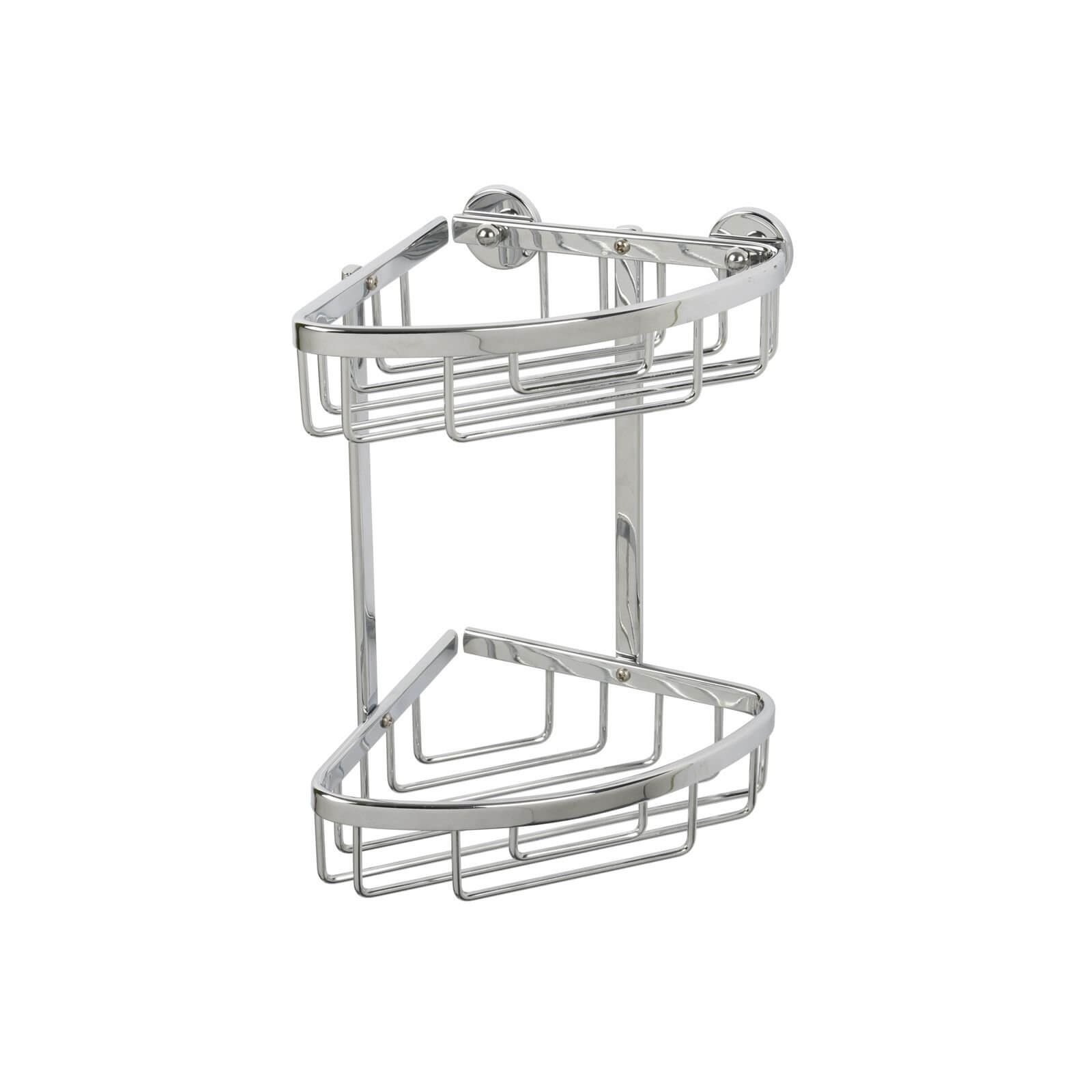 Croydex Premier 2 Tier Corner Basket/Shower Caddy - Chrome