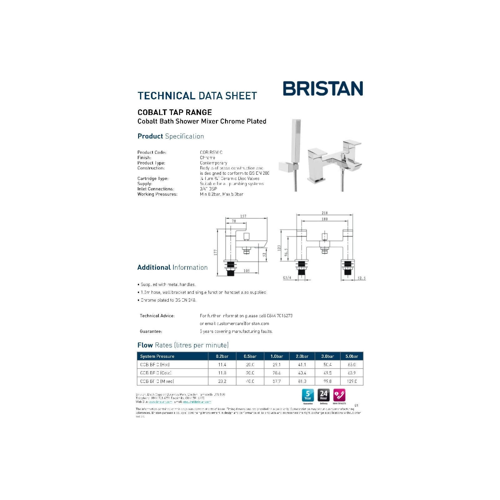 Bristan Cobalt Bath Shower Mixer Tap