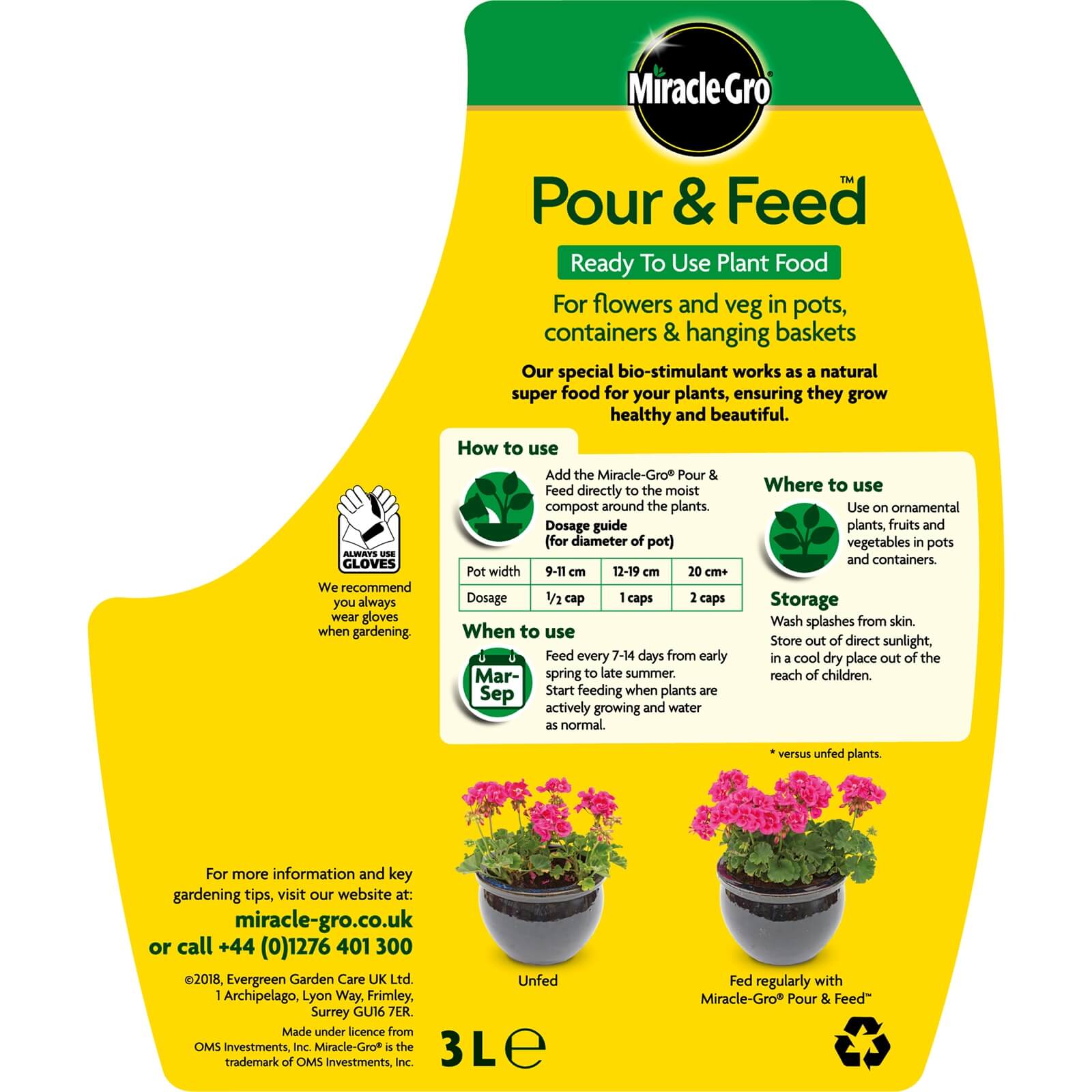 Miracle-Gro Pour & Feed Ready To Use Plant Food - 3L