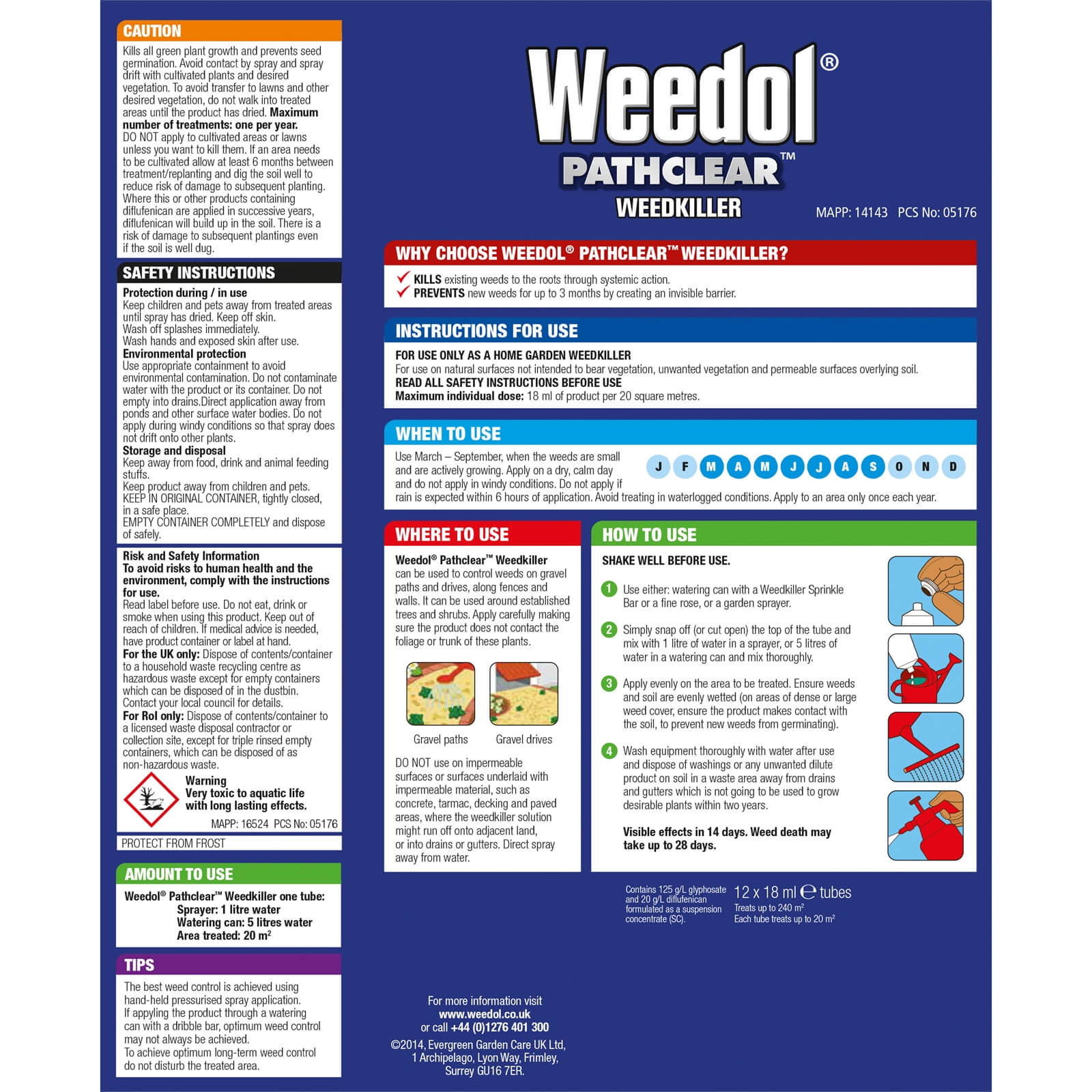 Weedol Pathclear Liquid Concentrate Weedkiller - 12 Tubes