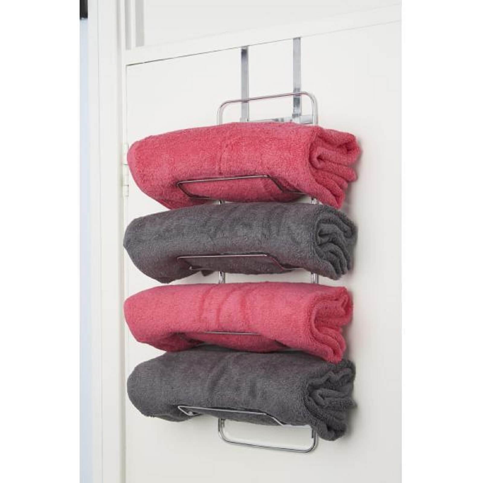 Croydex Hook-Over Door Towel Rack Chrome