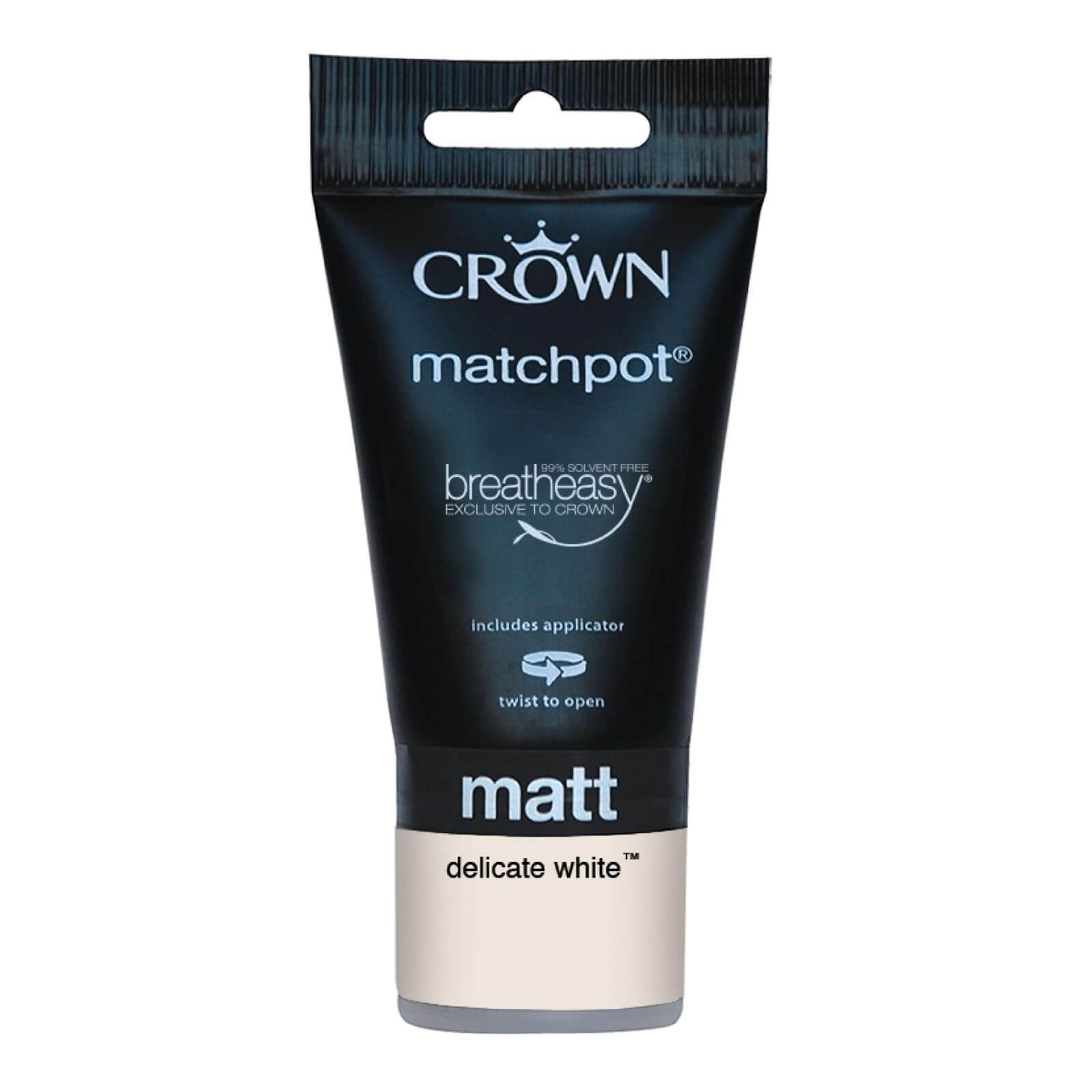 Crown Breatheasy Delicate White - Matt Standard Emulsion Paint - 40ml Tester