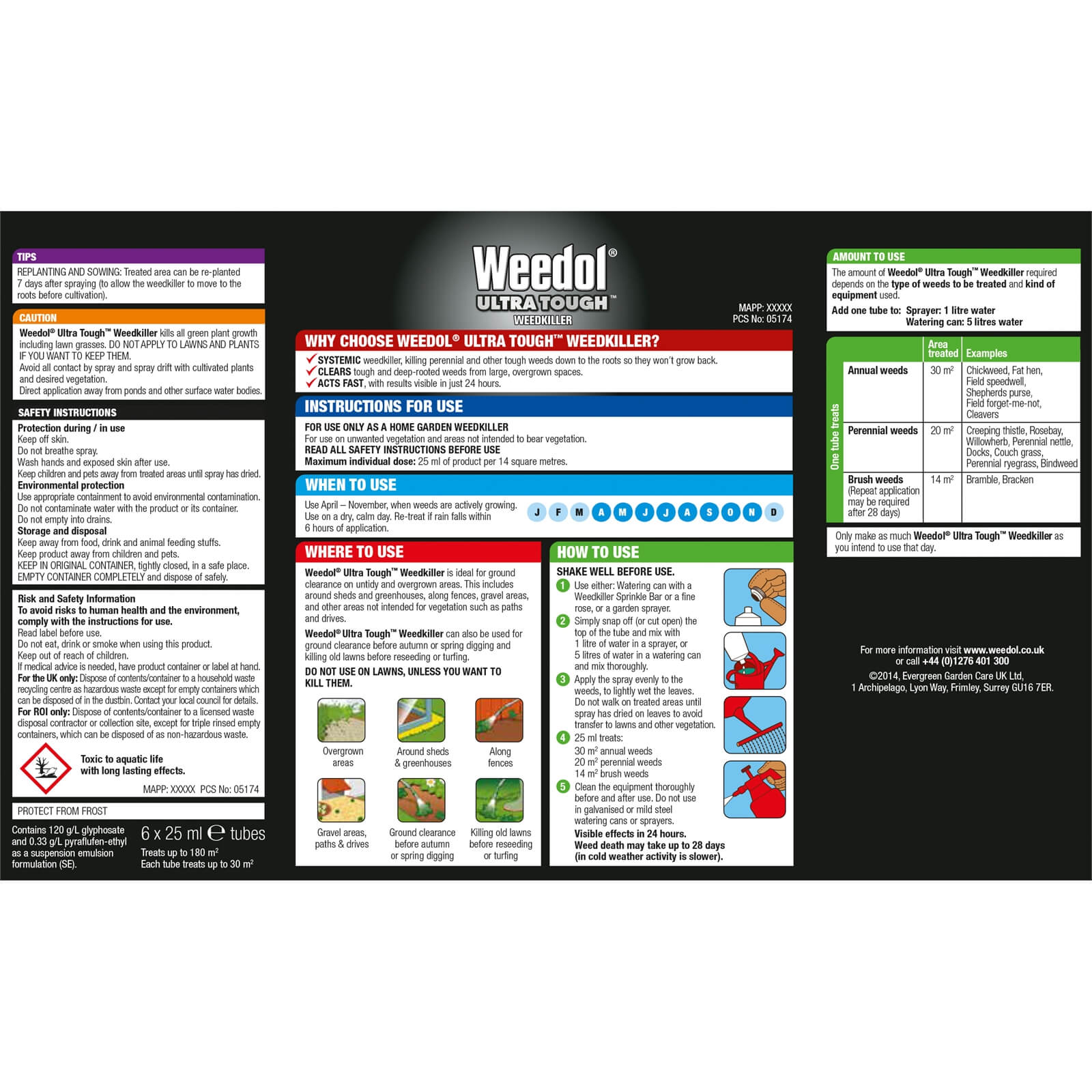 Weedol Ultra Tough Liquid Concentrate Weedkiller - 6 Tubes