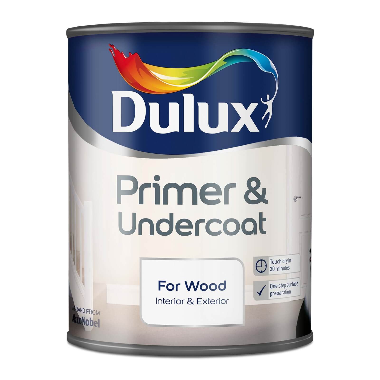 Dulux Primer & Undercoat for Interior & Exterior Wood 750ml