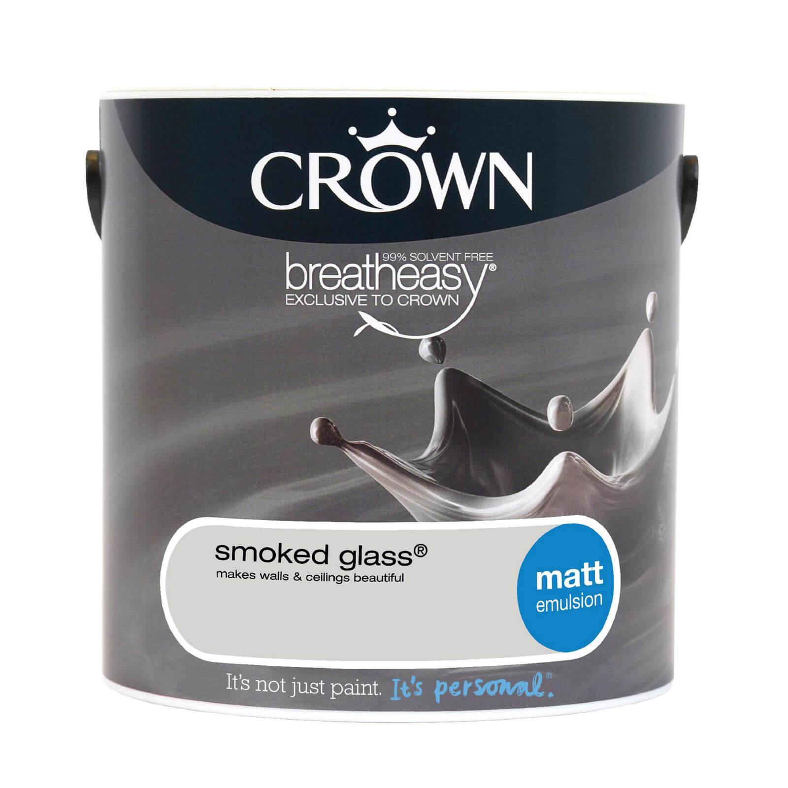 Crown Breatheasy Smoked Glass - Matt Standard Emulsion Paint - 2.5L