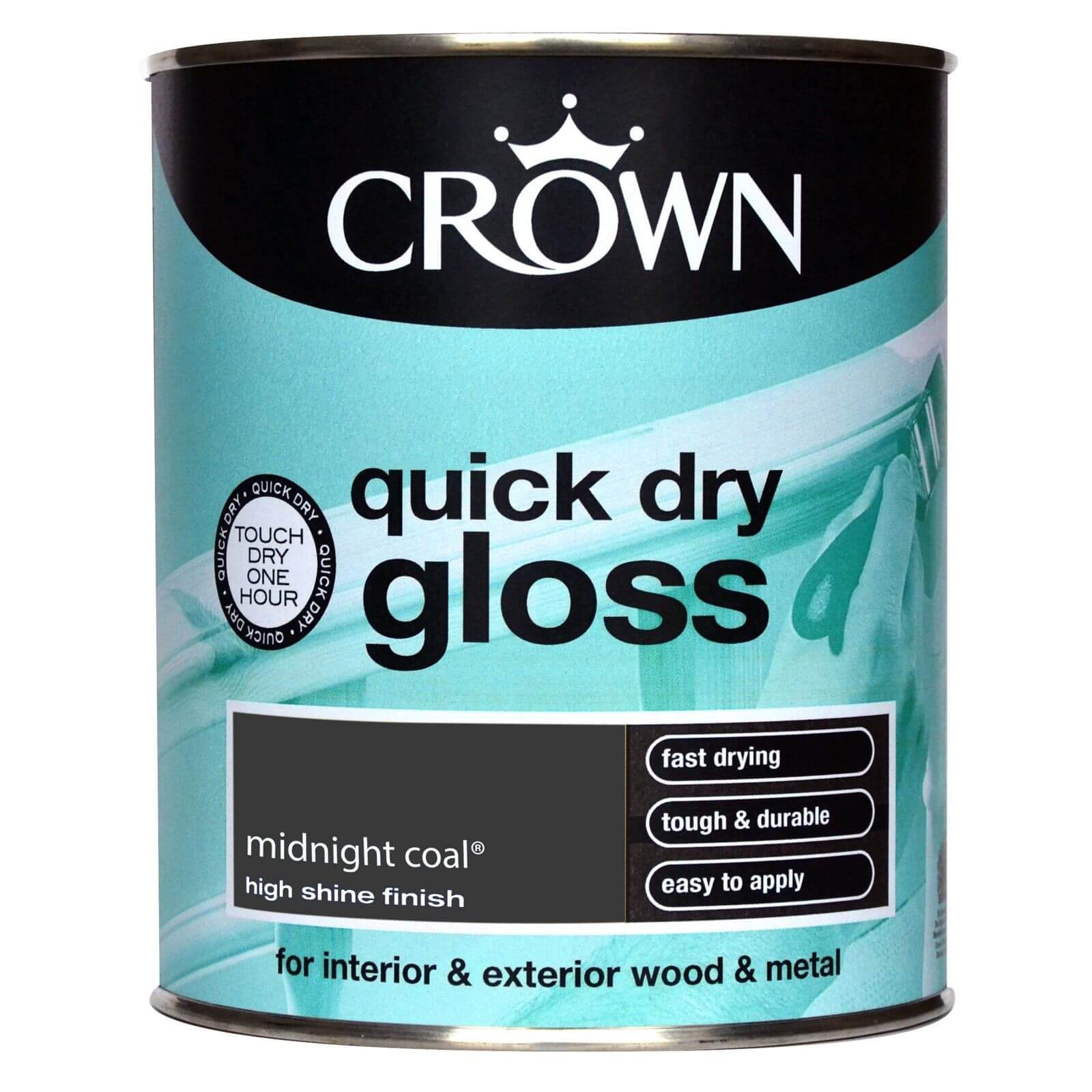 Crown Quick Drying Gloss Midnight Coal - 750ml