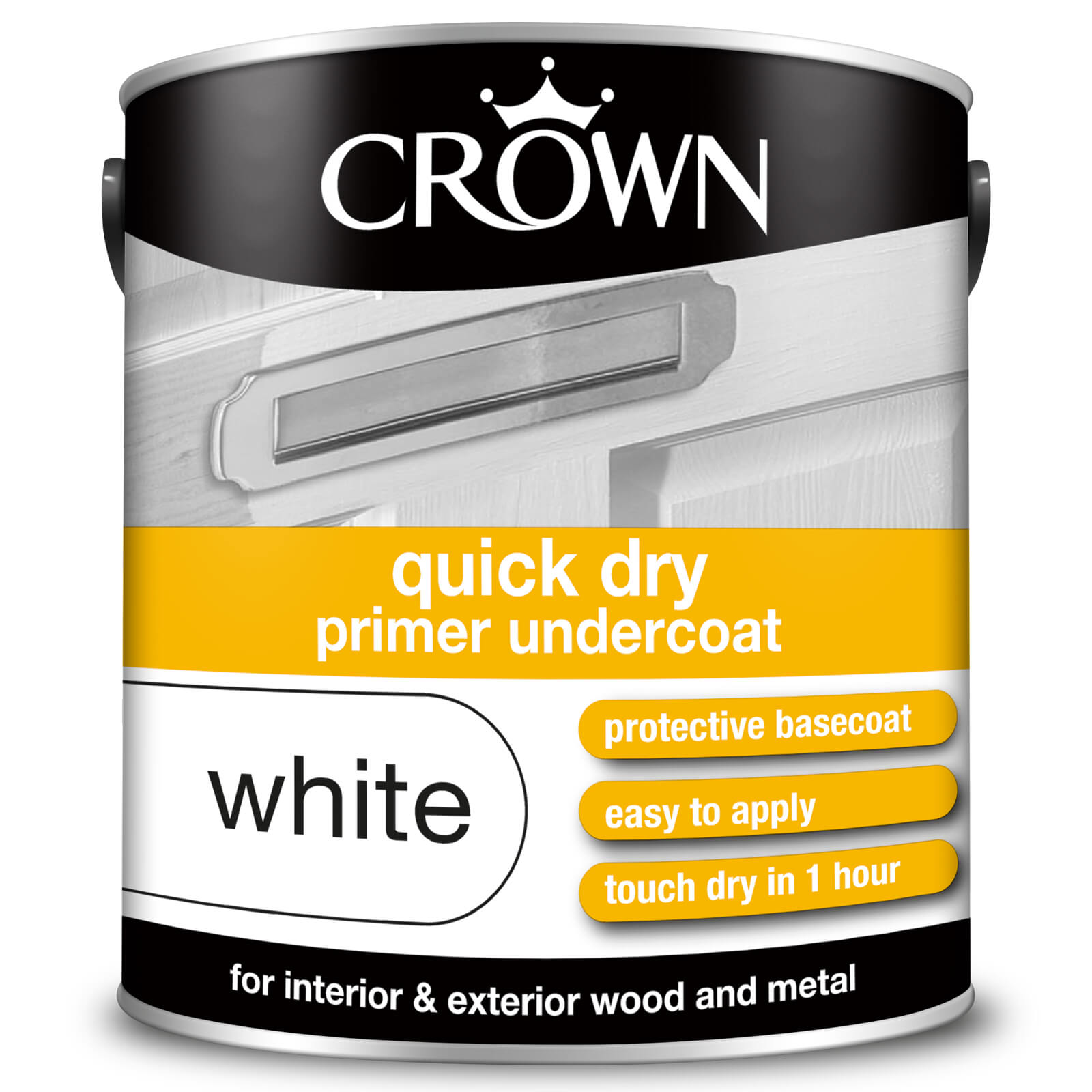 Crown Quick Drying Undercoat Pure Brilliant White Paint - 2.5L