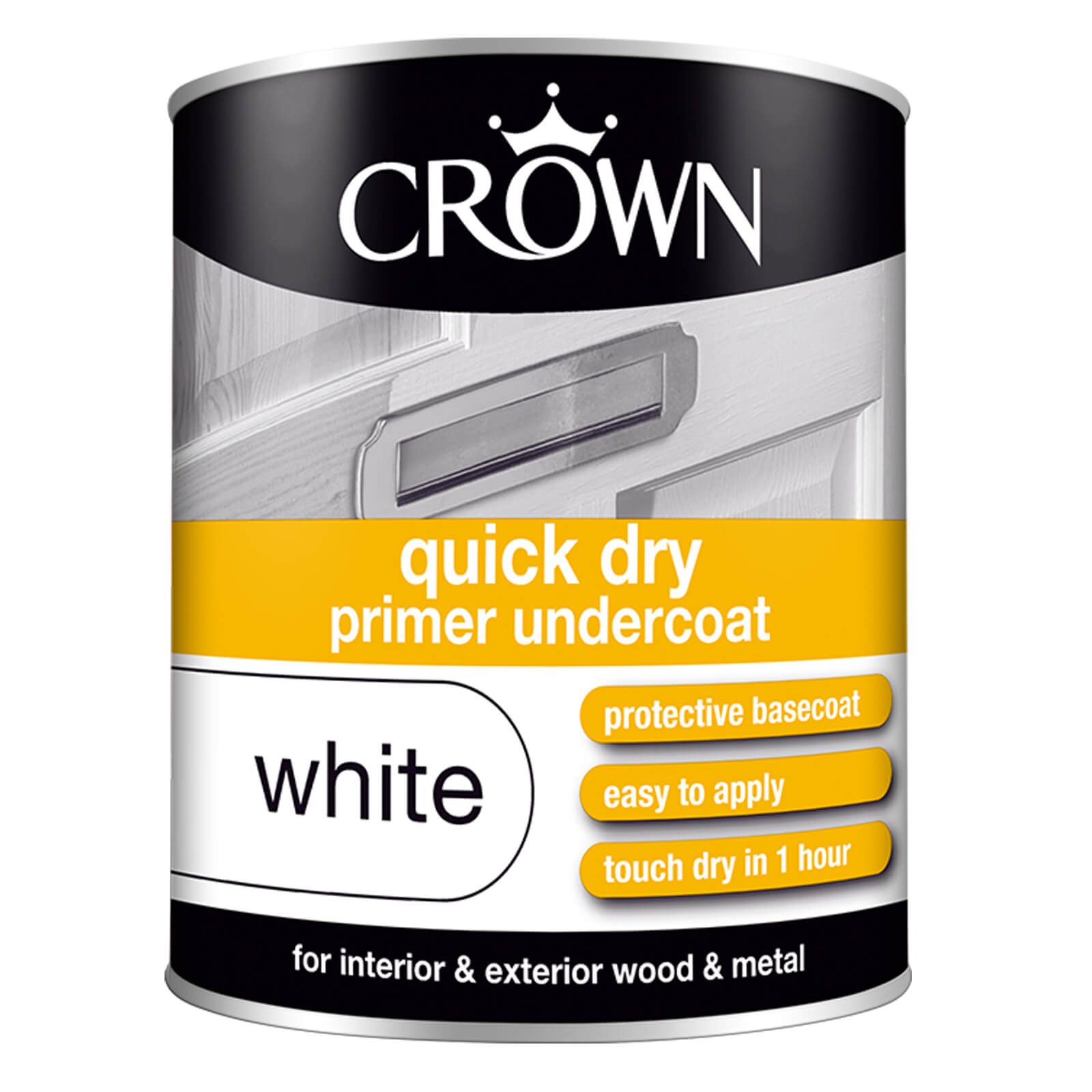 Crown Quick Drying Undercoat Pure Brilliant White Paint - 750ml