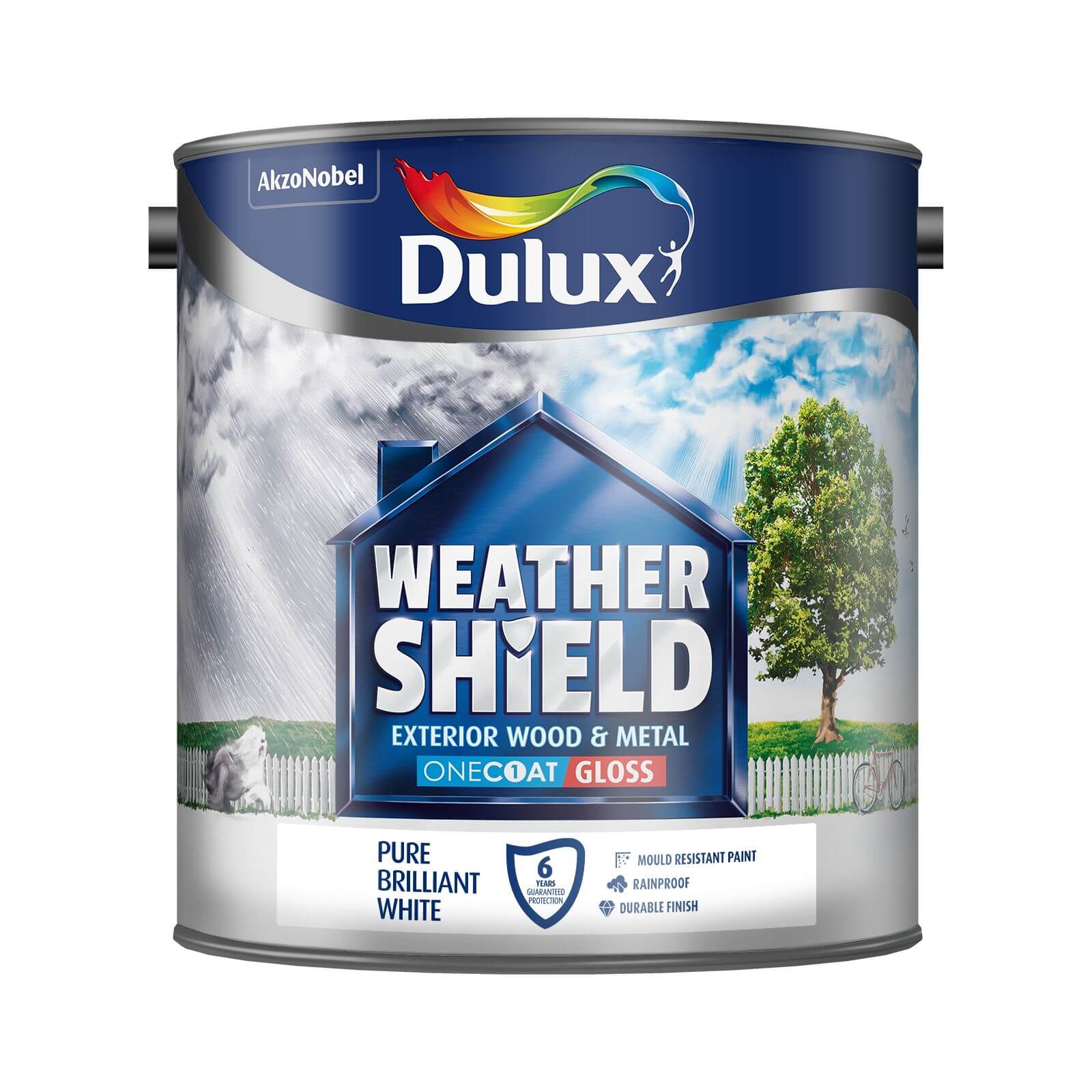Dulux Weathershield Exterior One Coat Gloss Paint Pure Brilliant White
