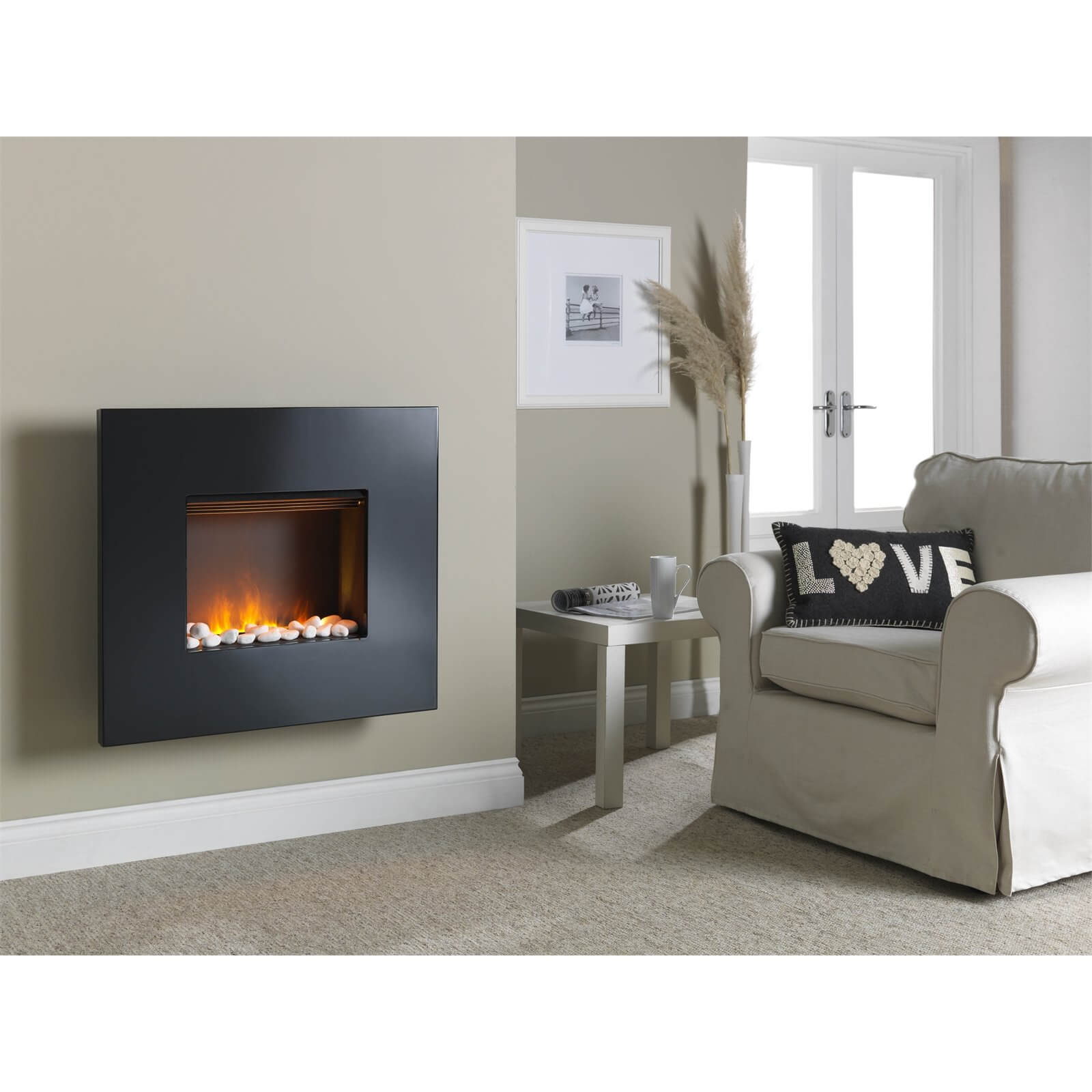 Dimplex Pemberley Optimyst 2kW Electric Fire with Wall Mounted Fitting - Black