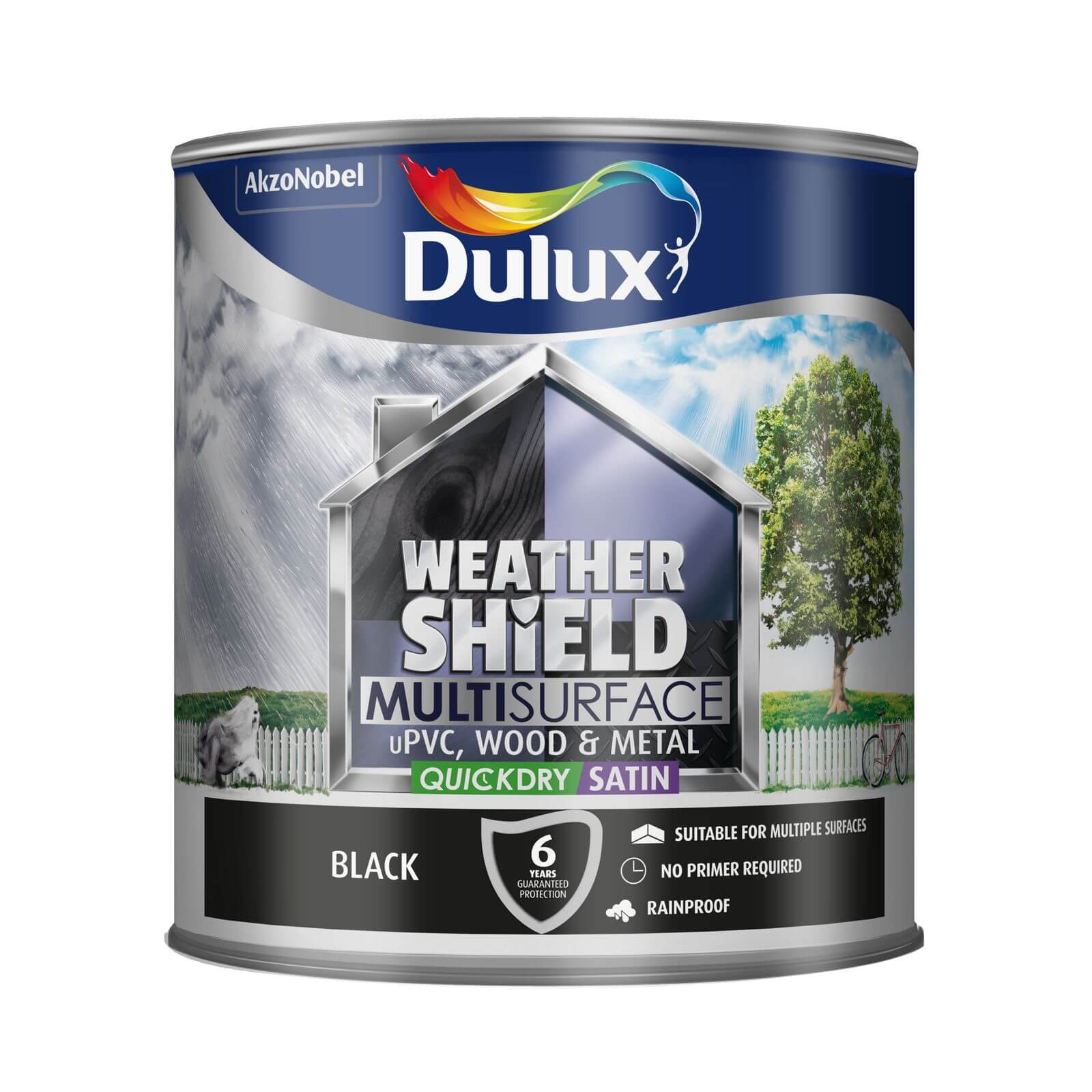 Dulux Weathershield Multi Surface Quick Dry Satin Paint Black - 2.5L