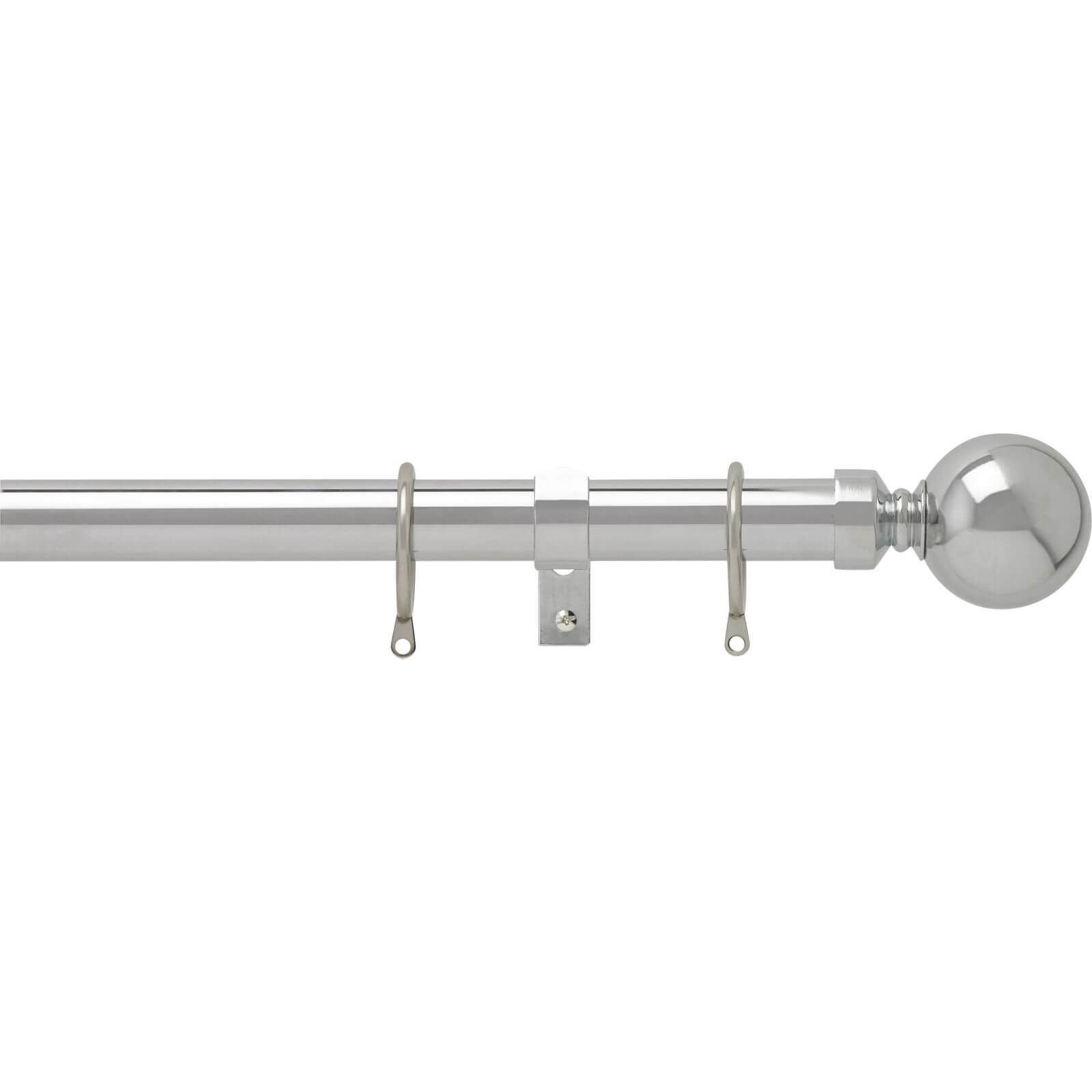 Chrome 28mm Fixed Curtain Pole With Ball 1.8m