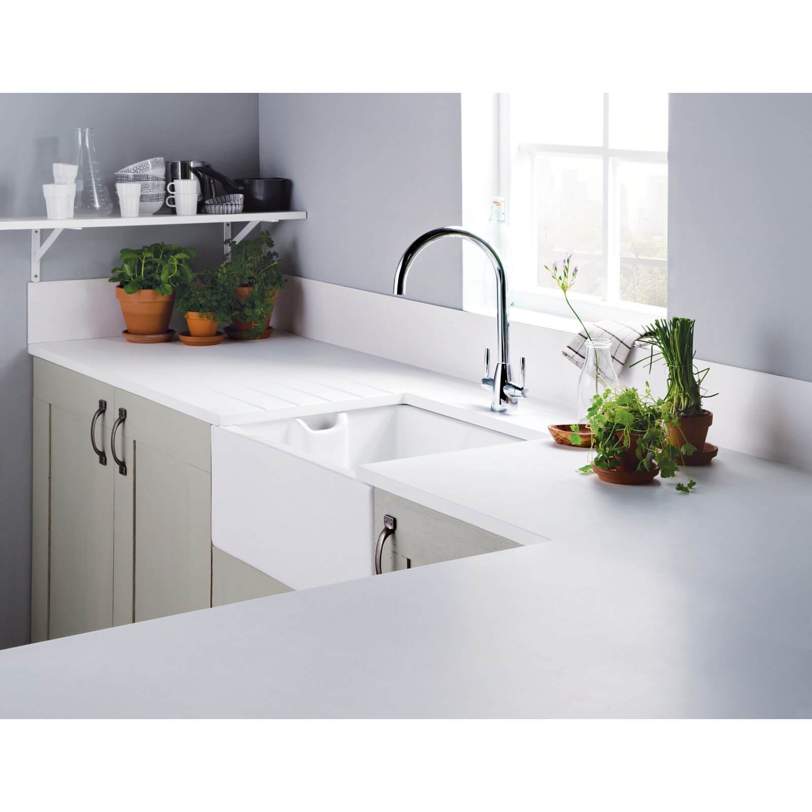 Minerva White Kitchen Worktop - 150 x 60 x 2.5cm