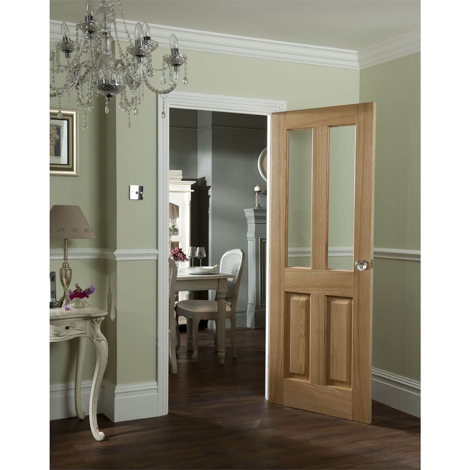 2 Lite Clear Glazed Oak Veneer Internal Door - 838mm Wide