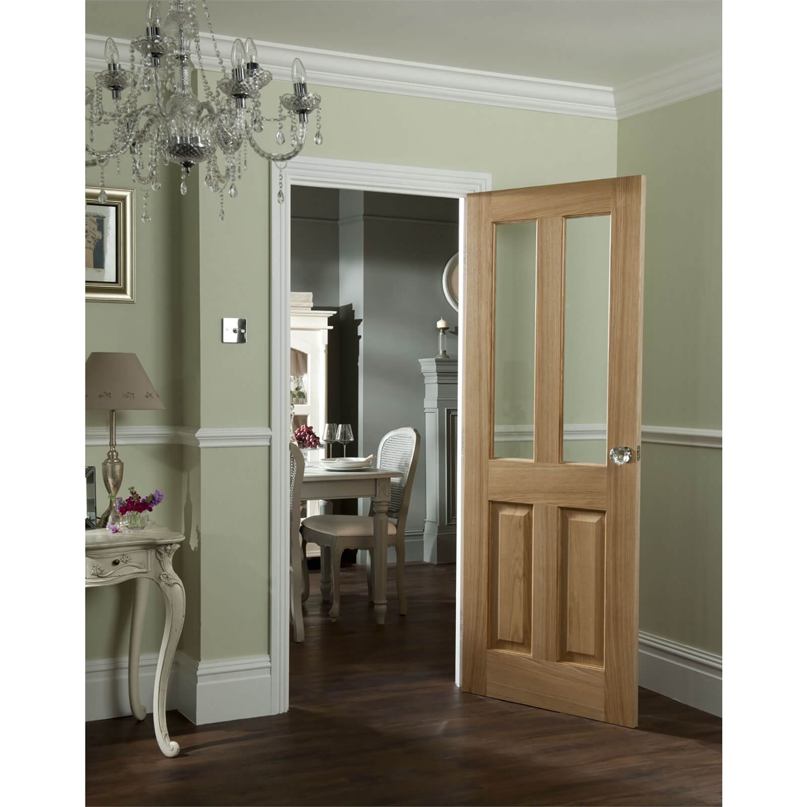 2 Light Clear Glazed Oak Veneer Internal Door - 726 x 2040mm