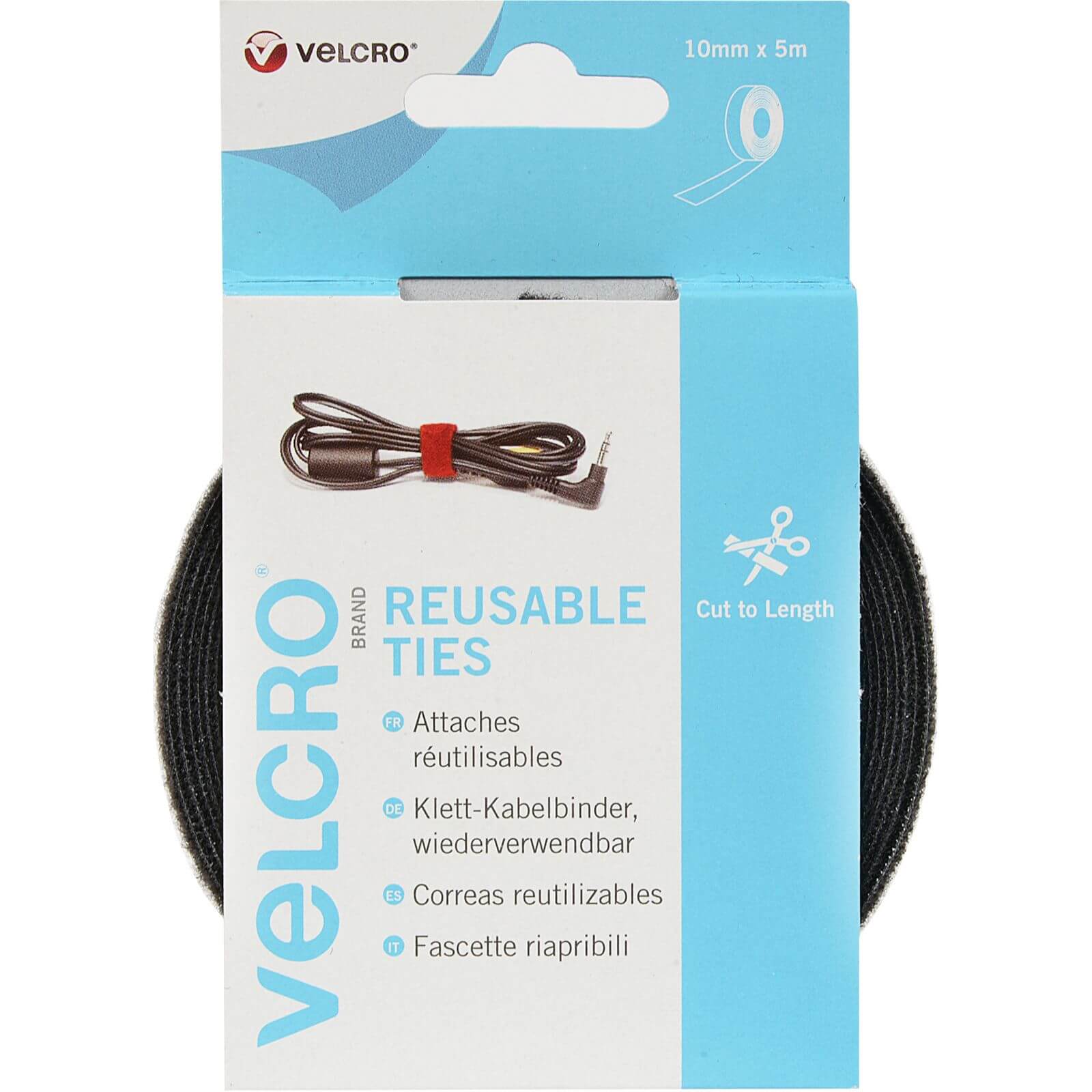 VELCRO? Brand ONE-WRAP? Reusable Ties - Black - 10mm x 5m