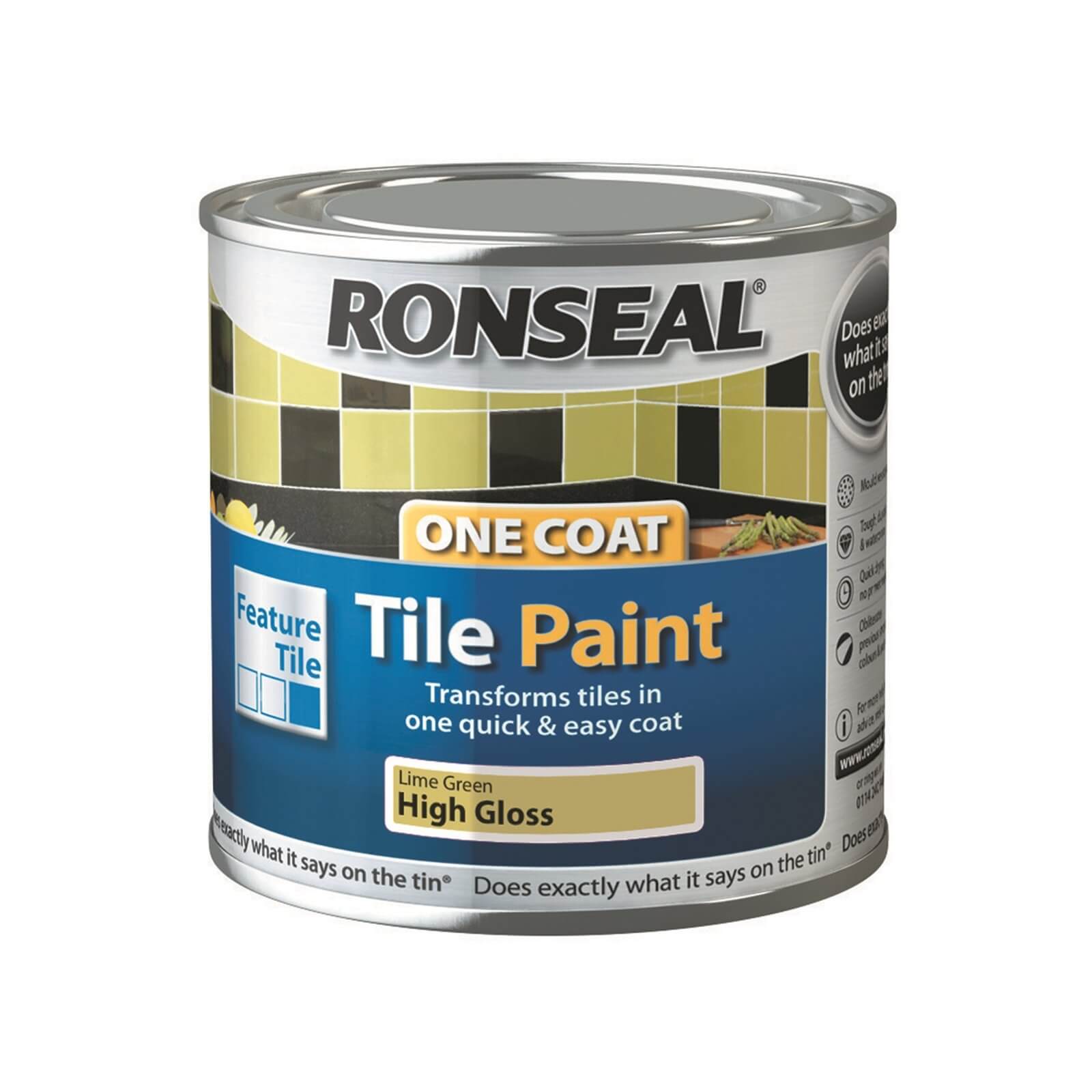 Ronseal One Coat Tile Paint Lime Green High Gloss 250ml