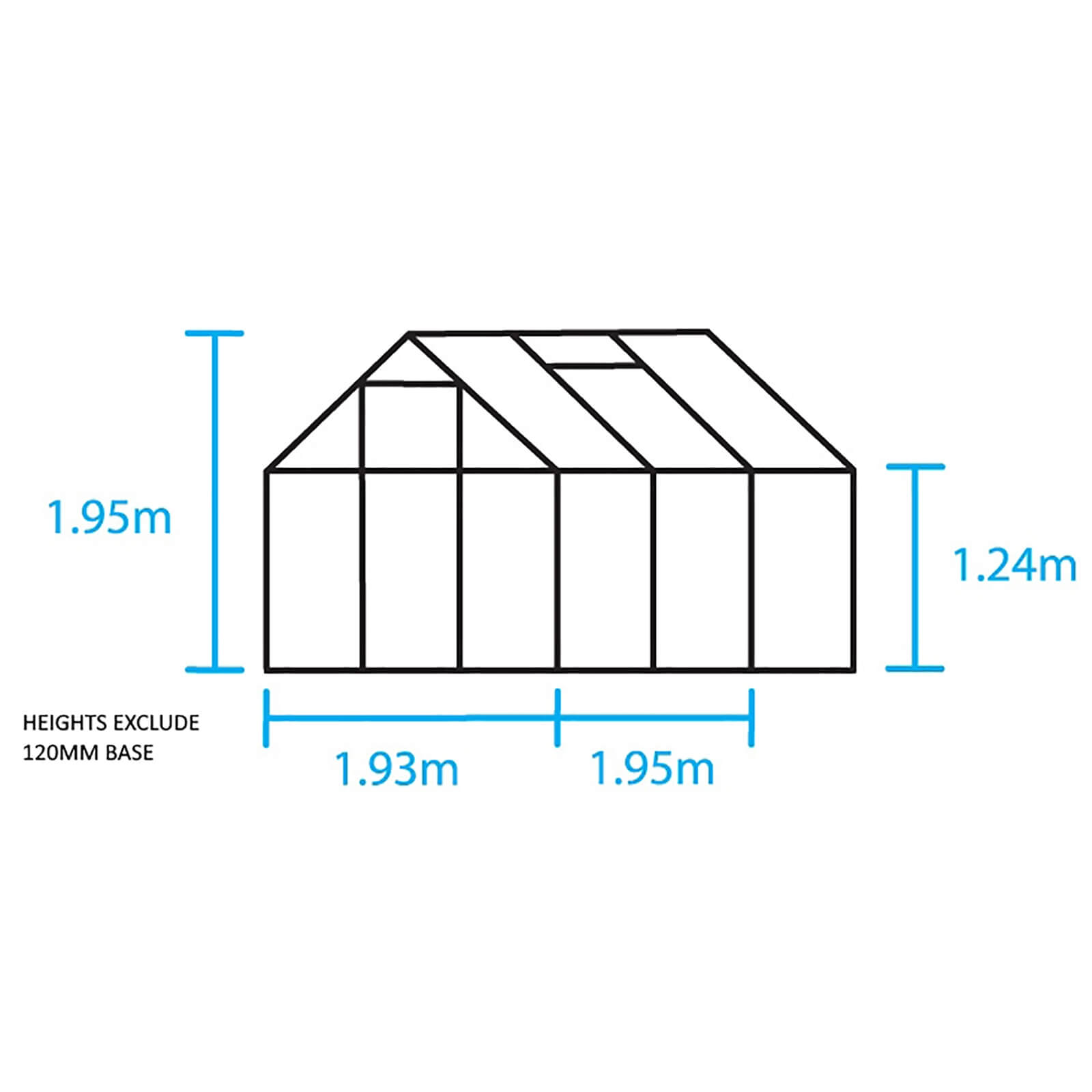 Halls 6 x 6ft Aluminium Popular Silver Greenhouse with Horticultural Glass & Base