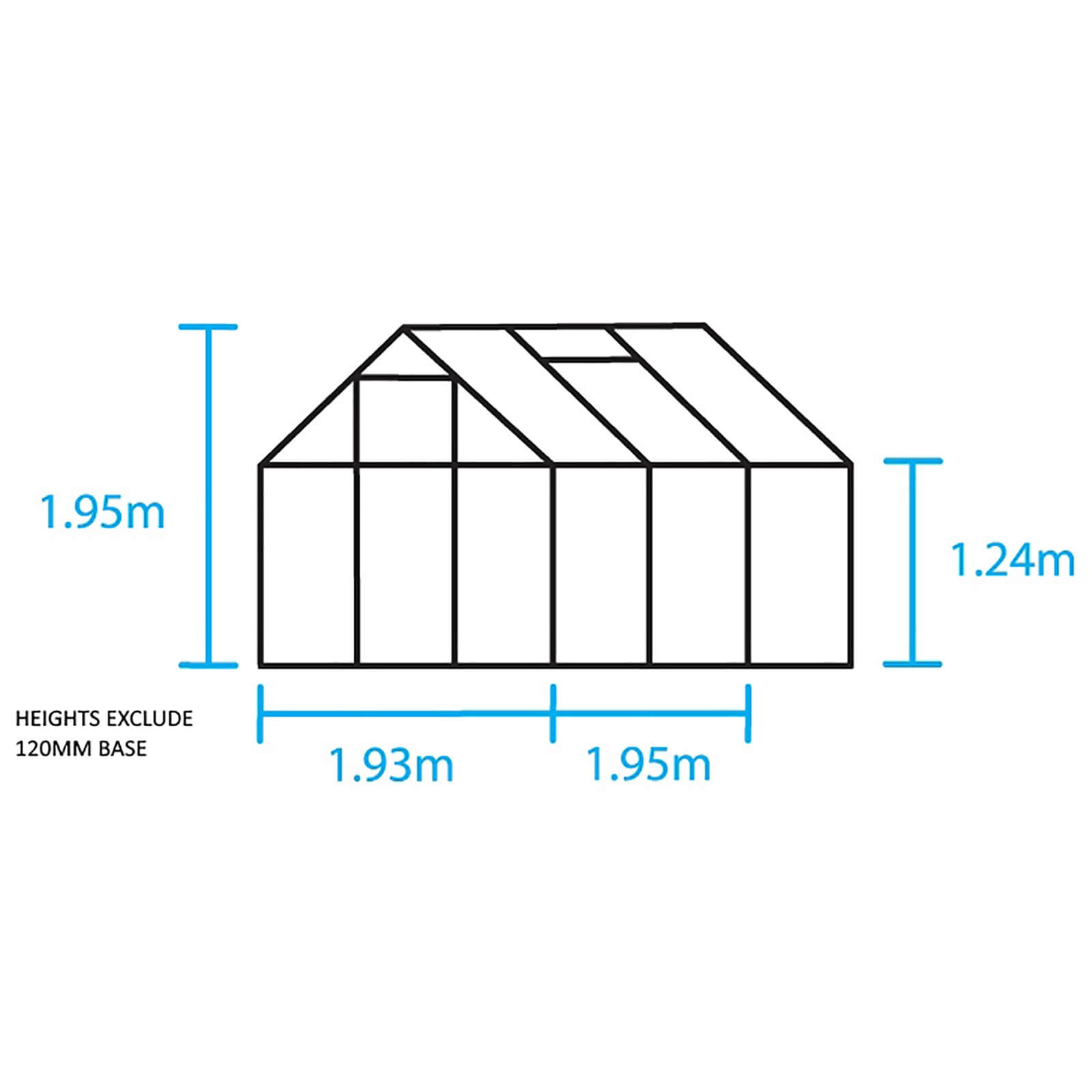 Halls 6 x 6ft Aluminium Popular Silver Greenhouse with Toughened Glass & Base