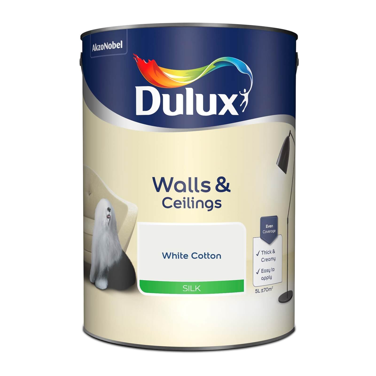 Dulux Silk Emulsion Paint White Cotton - 5L