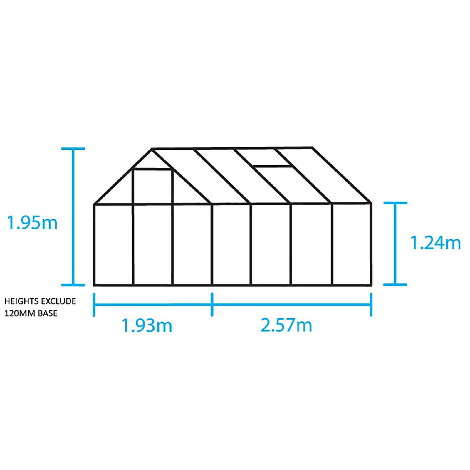 Halls 8 x 6ft Aluminium Popular Green Greenhouse with Horticultural Glass & Base