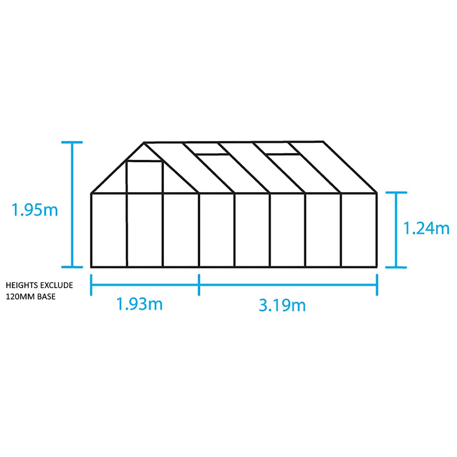 Halls 10 x 6ft Aluminium Popular Silver Greenhouse with Toughened Glass & Base