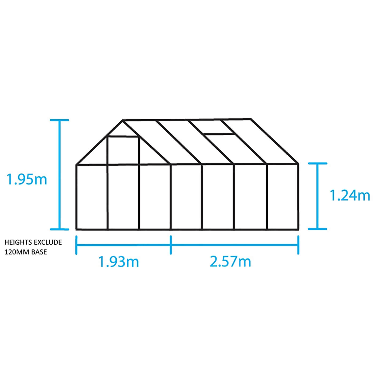 Halls 8 x 6ft Aluminium Popular Silver Greenhouse with Toughened Glass & Base