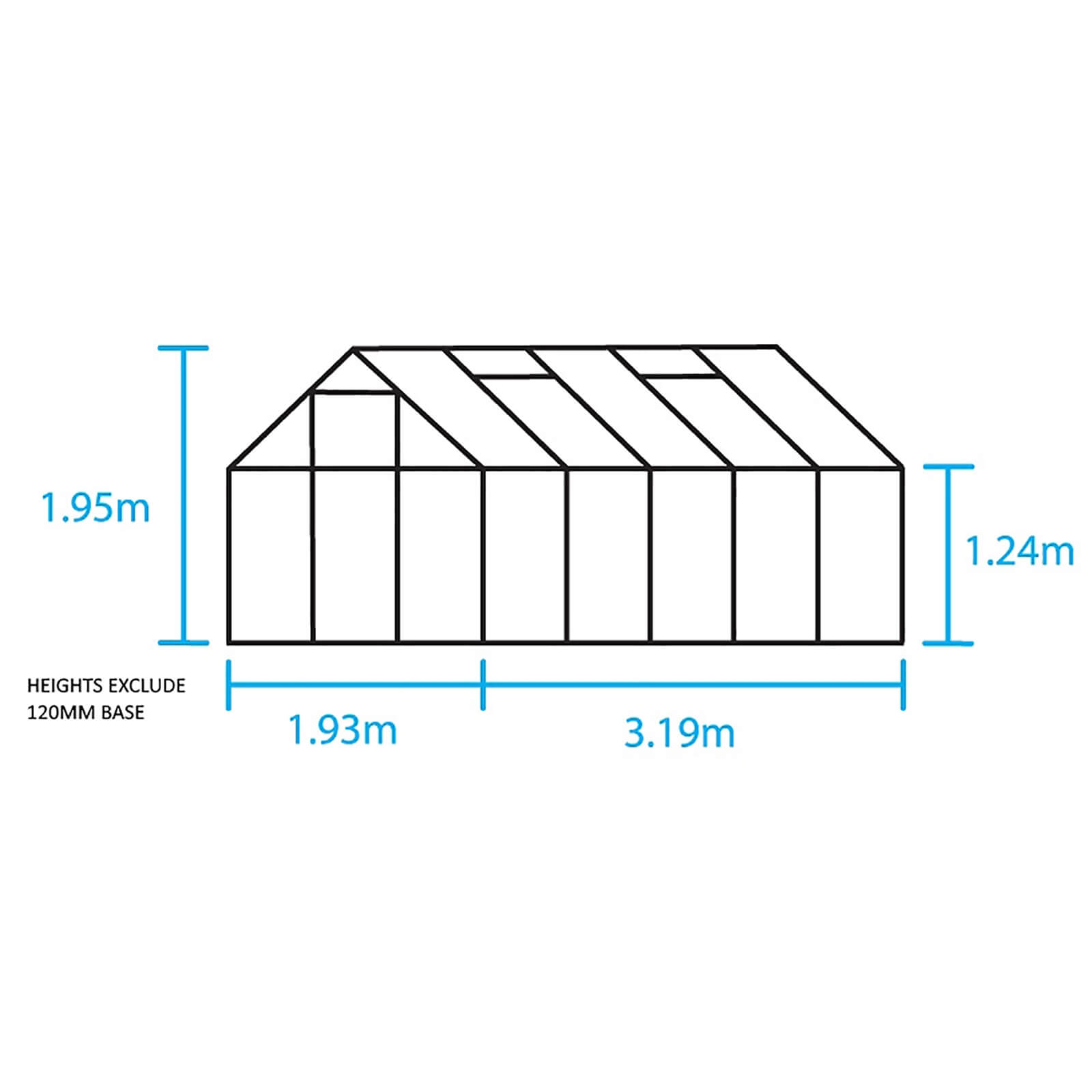 Halls 10 x 6ft Aluminium Popular Green Greenhouse with Toughened Glass & Base