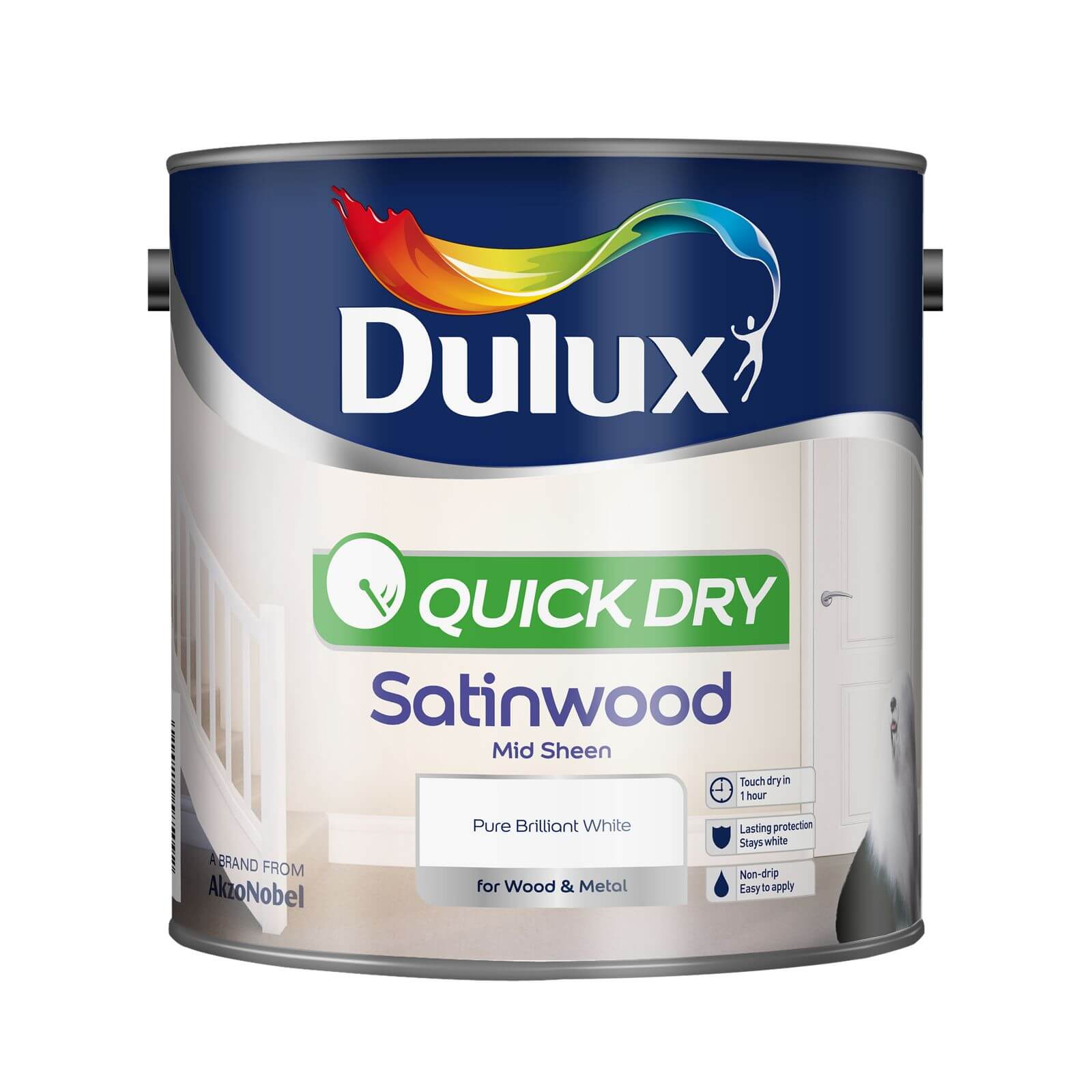 Dulux Quick Dry Satinwood Pure Brilliant White - 2.5L
