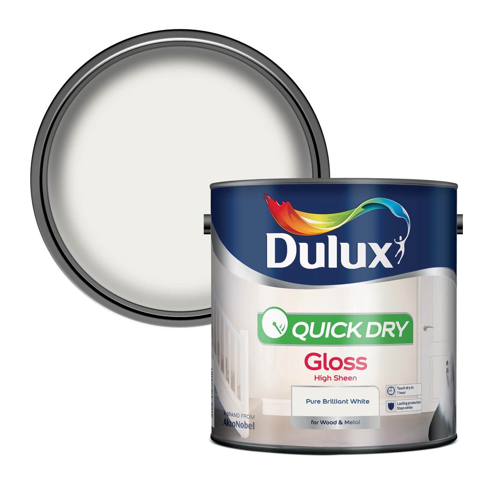 Dulux Quick Dry Gloss Pure Brilliant White - 2.5L