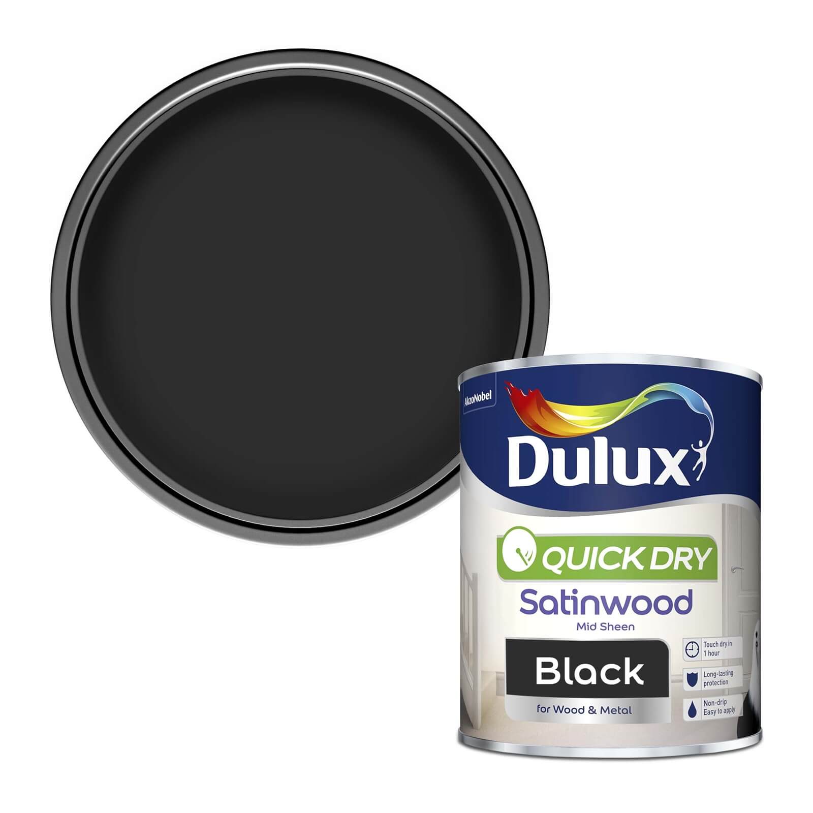 Dulux Quick Dry Satinwood Black - 750ml