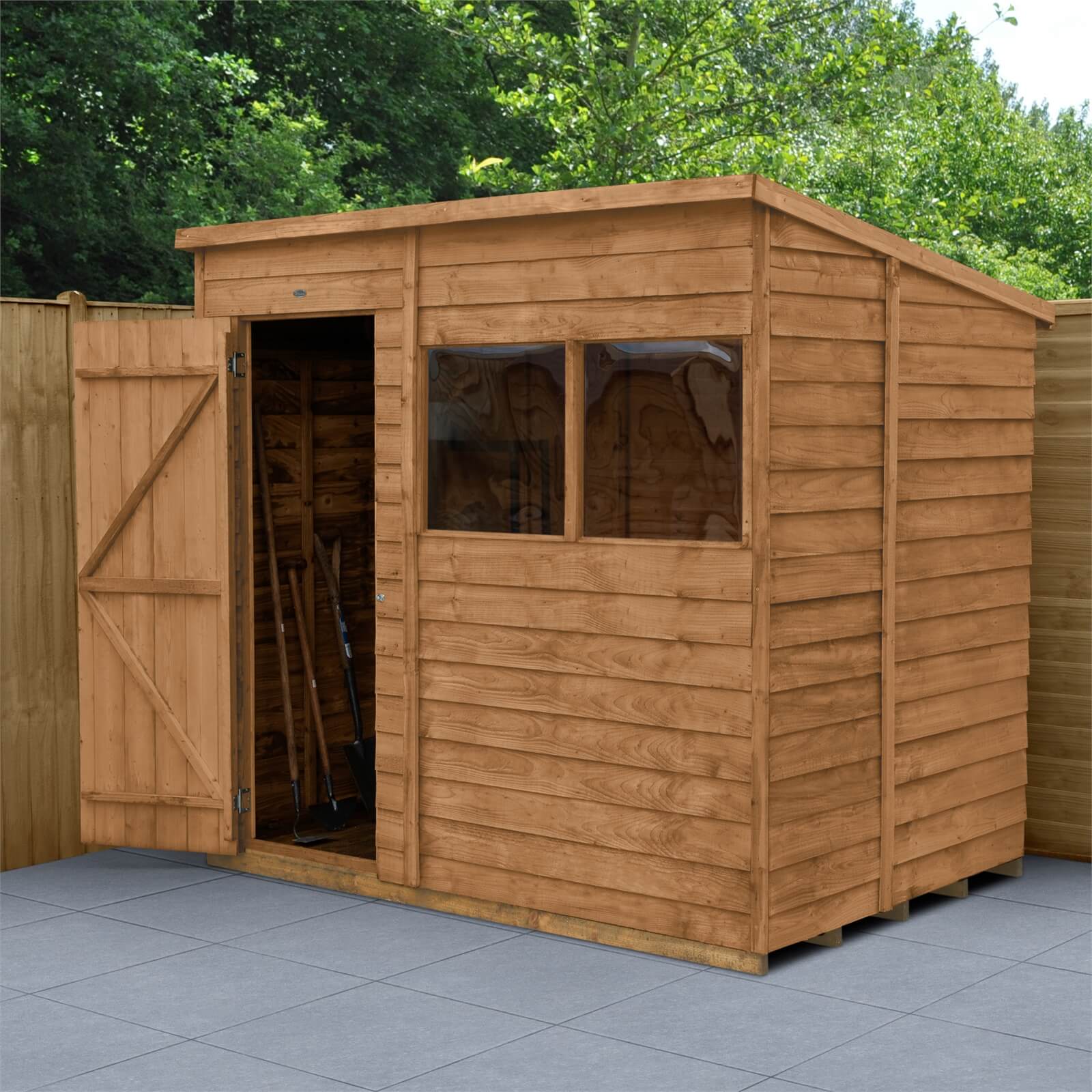 7x5ft Forest Overlap Dip Treated Pent Shed